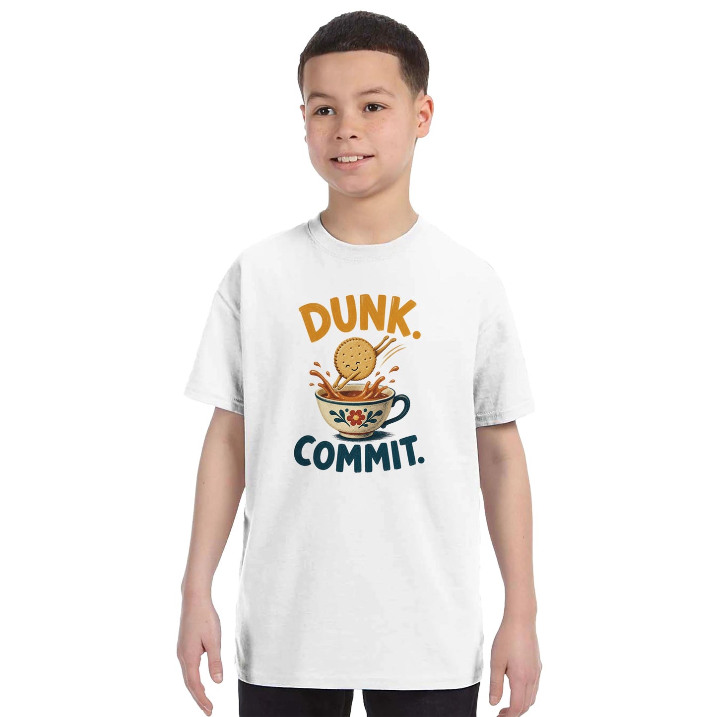 Dunk. Commit. Tea Biscuit Graphic Kids' T-shirt — product view 16