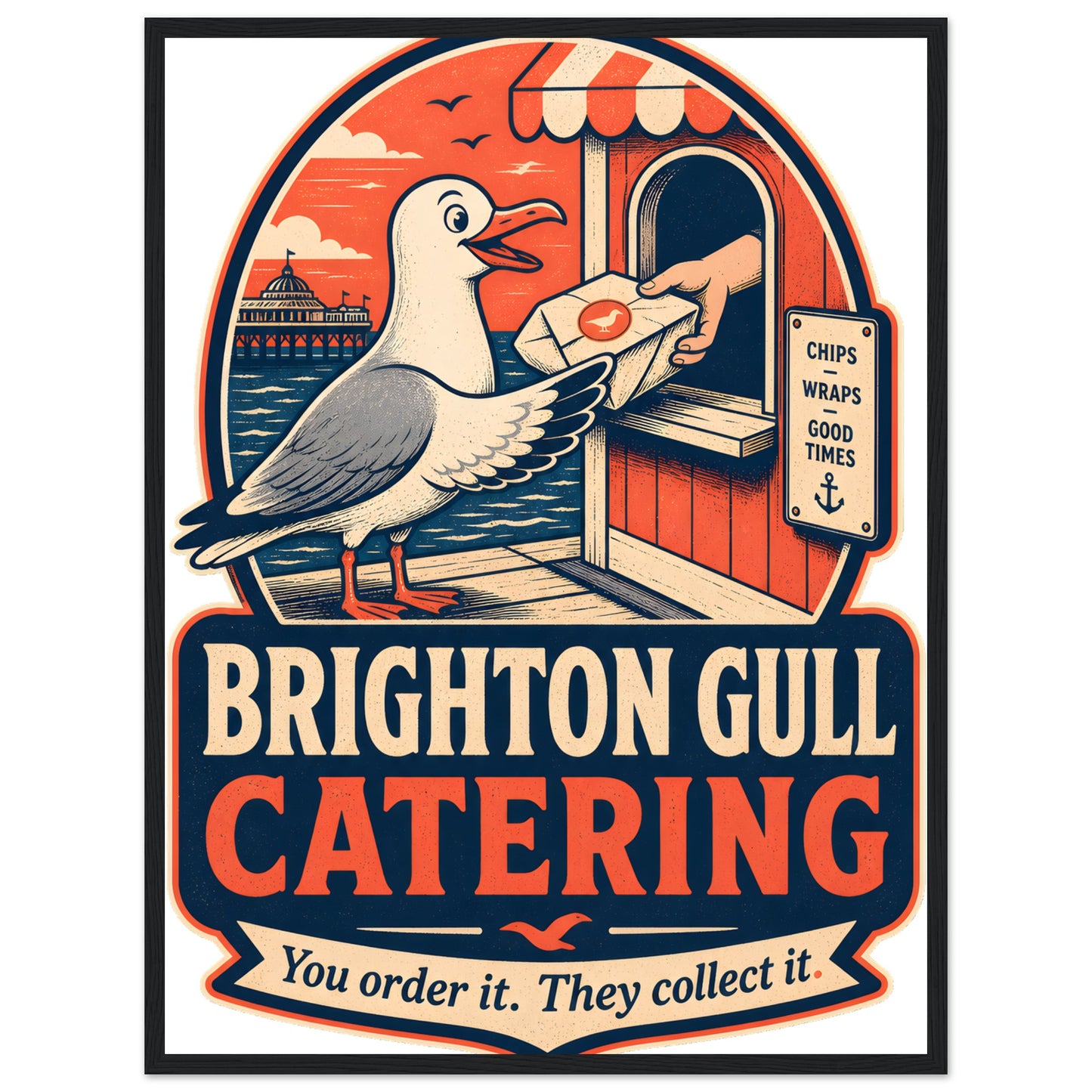 Brighton Gull Catering — Illustrated Framed Wall Art — product view 4