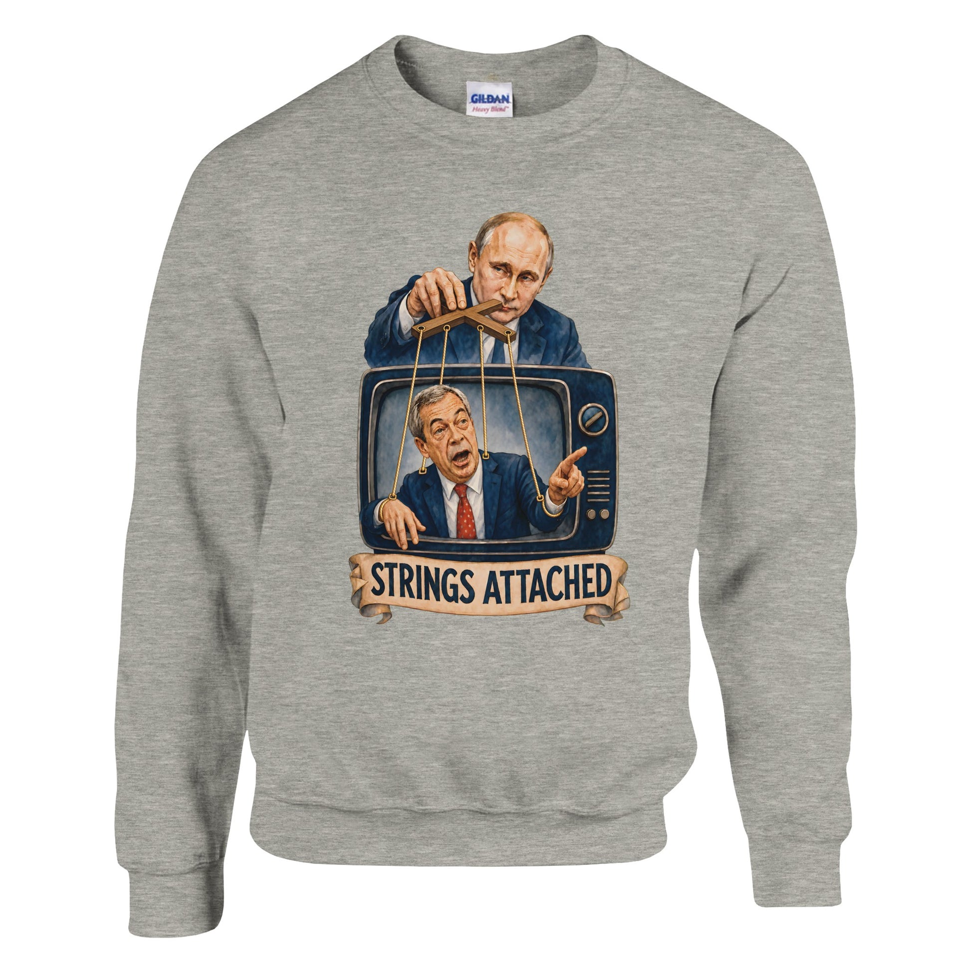 Strings Attached Political Satire Sweatshirt — product view 17