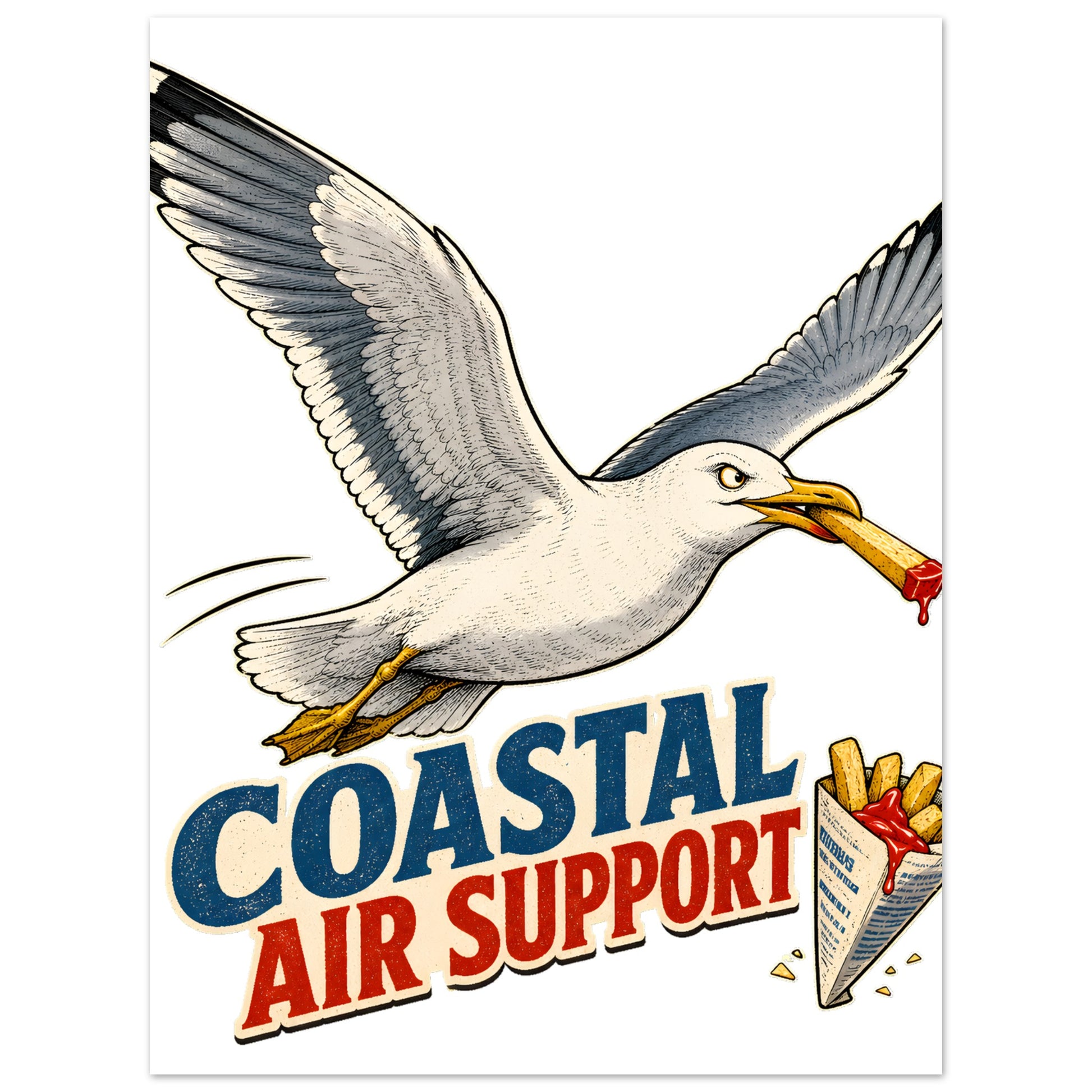 Coastal Air Support Seagull Graphic Aluminium Print — product view 1