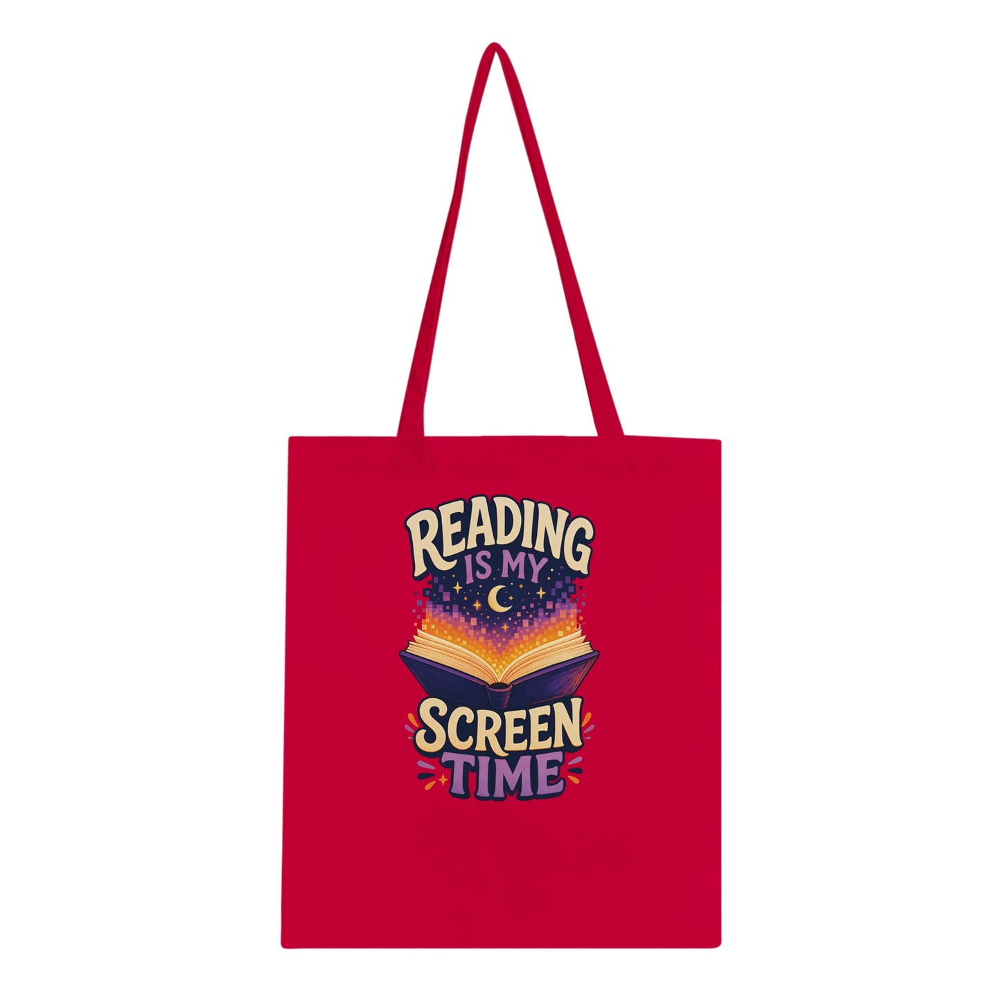 Reading Is My Screen Time Book Graphic Tote Bag — product view 4