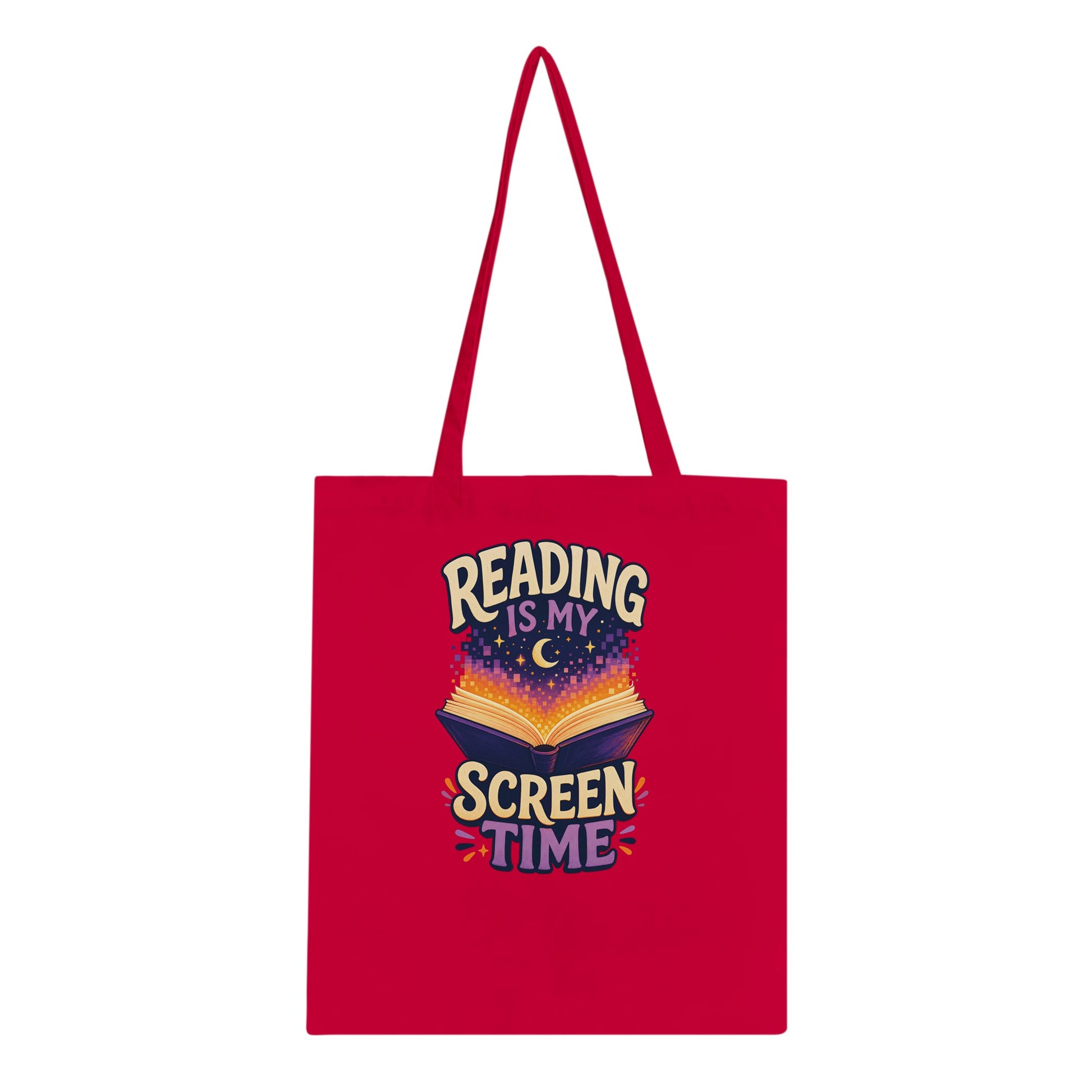 Reading Is My Screen Time Book Graphic Tote Bag — product view 5