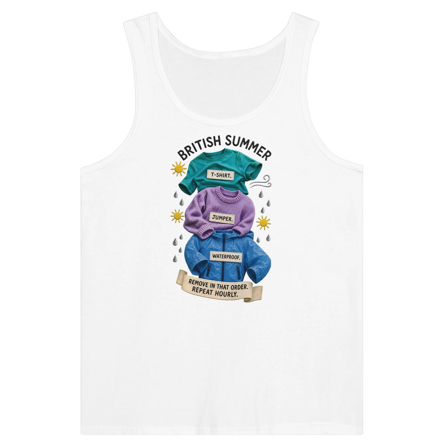 British Summer: Repeat Layers Hourly Premium Unisex Tank Top — product view 1