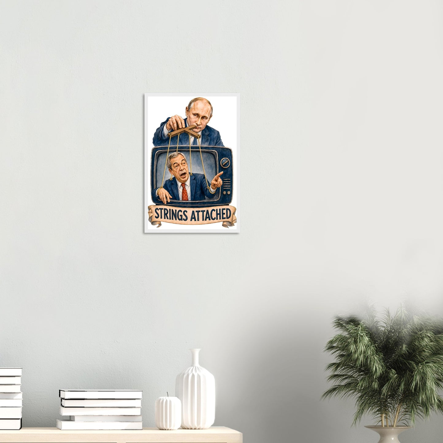 Strings Attached Political Satire Framed Wall Art — product view 11