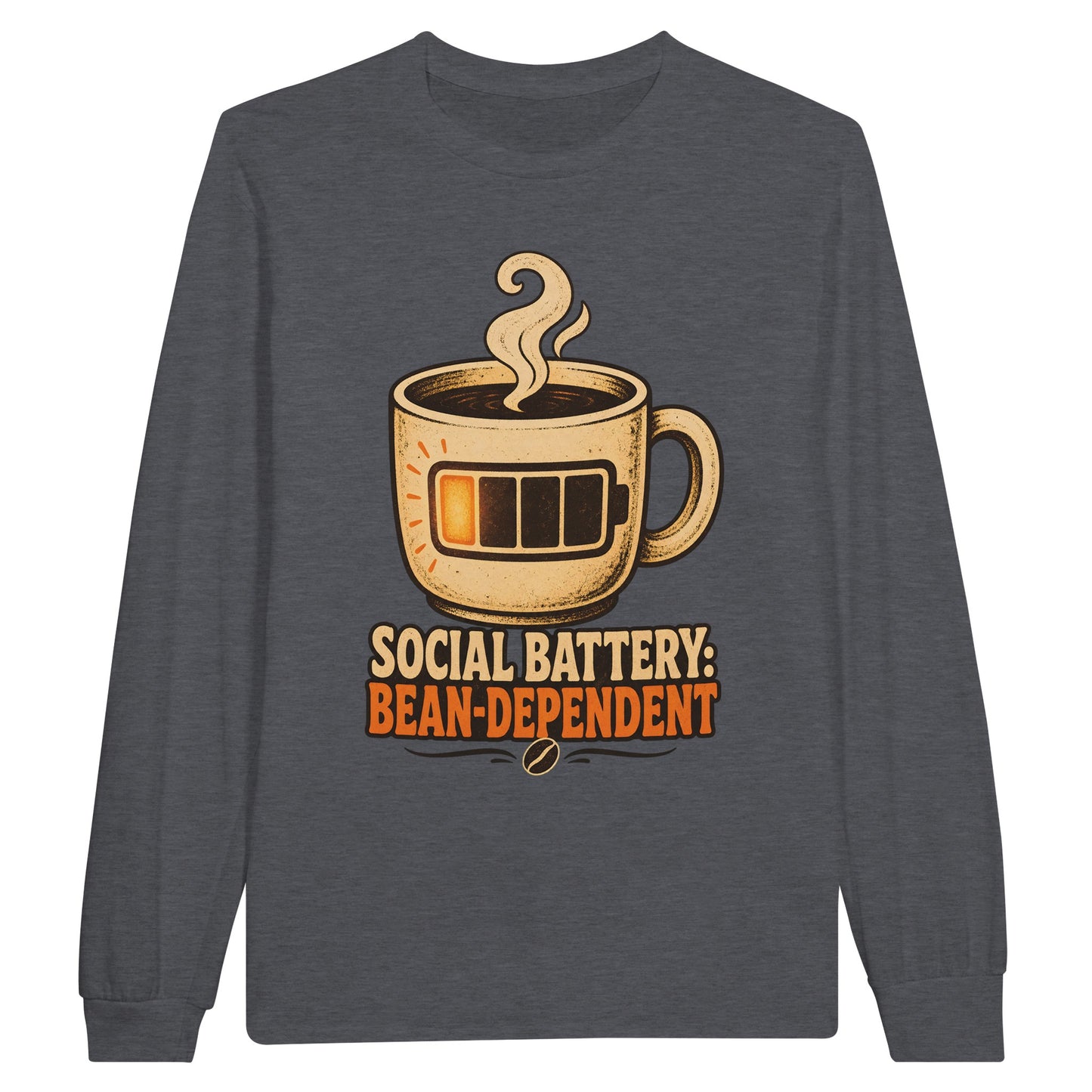 Social Battery: Bean-Dependent Graphic Long-Sleeve T-shirt — product view 2