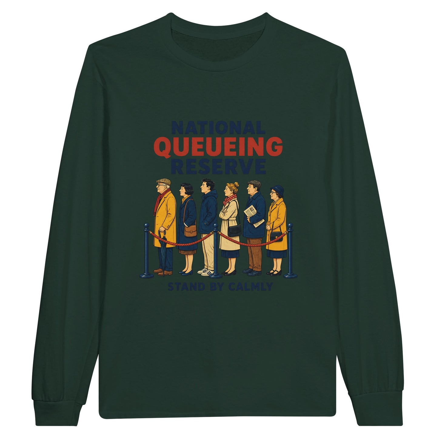 National Queueing Reserve – British Queue Graphic Long-Sleeve T-shirt — product view 5