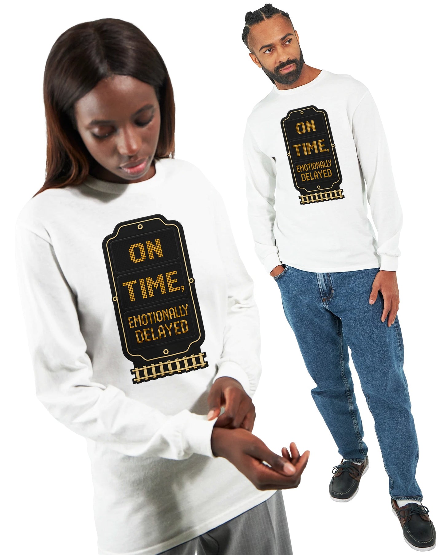On Time, Emotionally Delayed Rail Graphic Long-Sleeve T-shirt — product view 15
