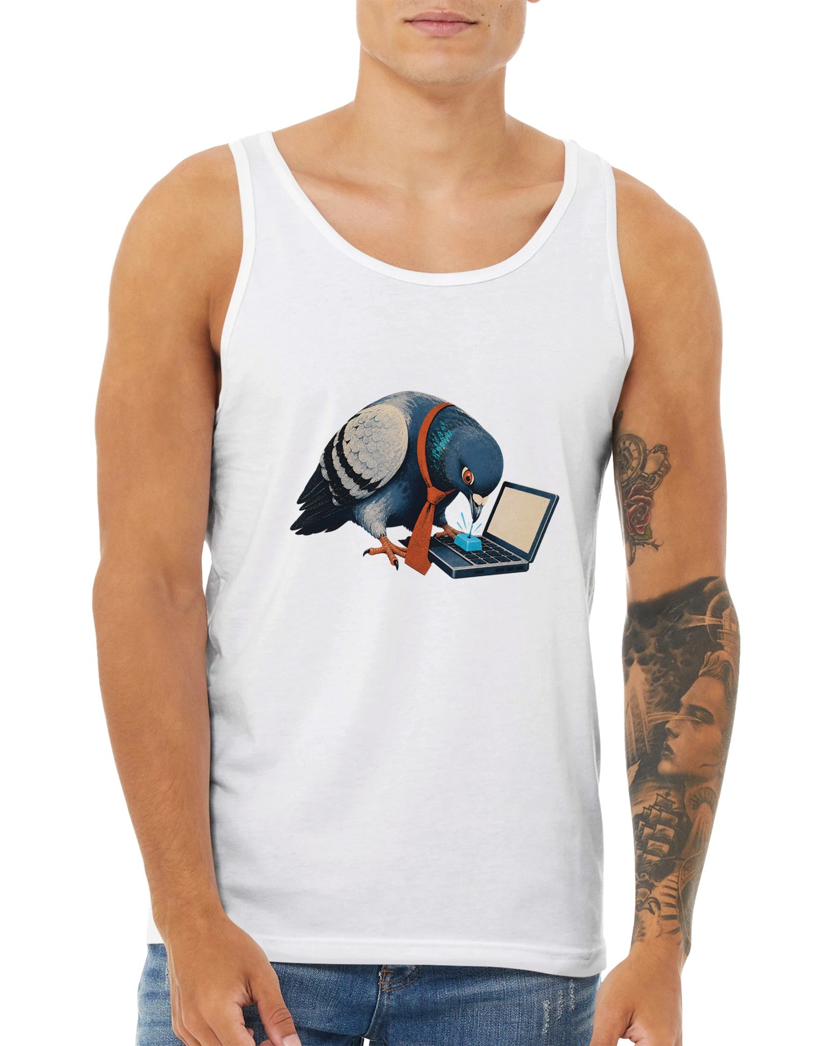 Pigeon Hits Send Premium Unisex Tank Top — product view 15