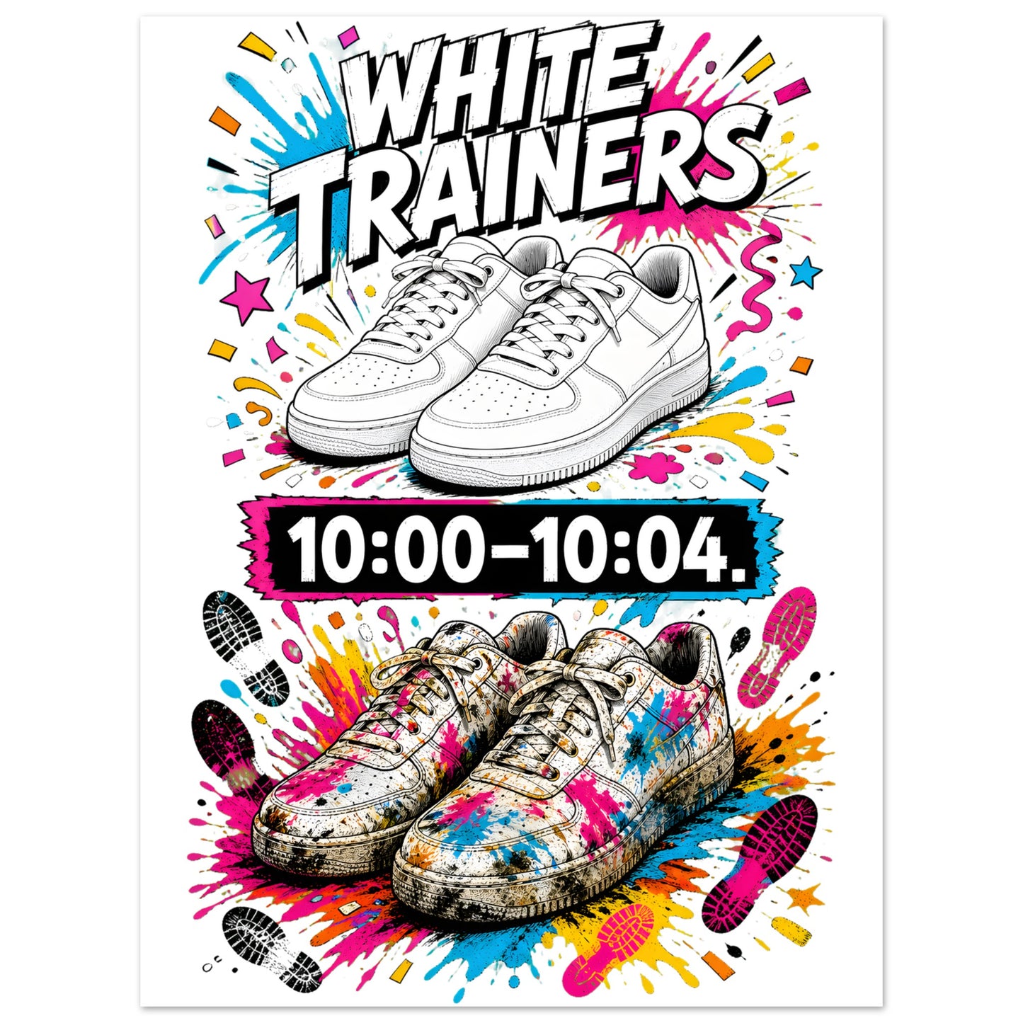 White Trainers: 10:00–10:04 Aluminium Print — product view 1