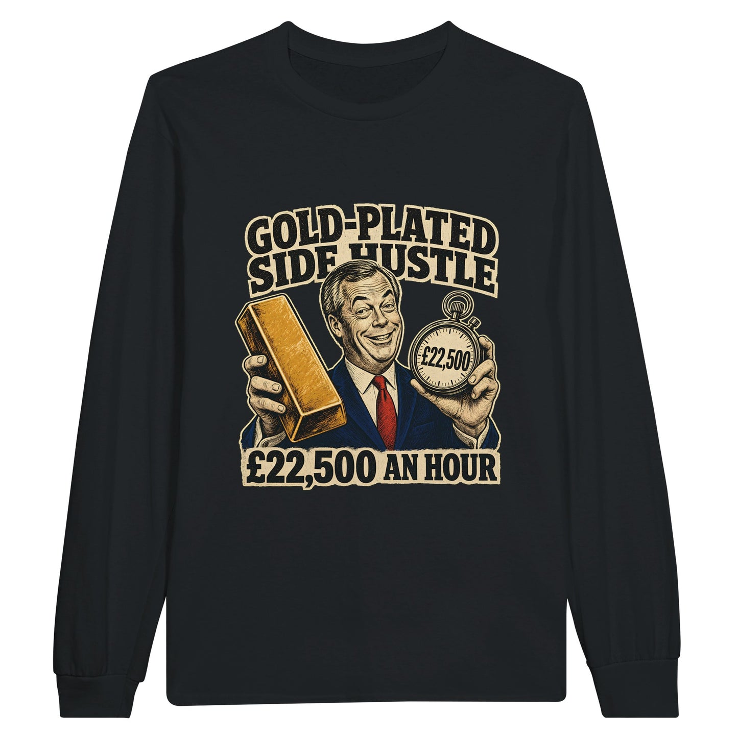 Gold-Plated Side Hustle £22,500 an Hour Long-Sleeve T-shirt — product view 7