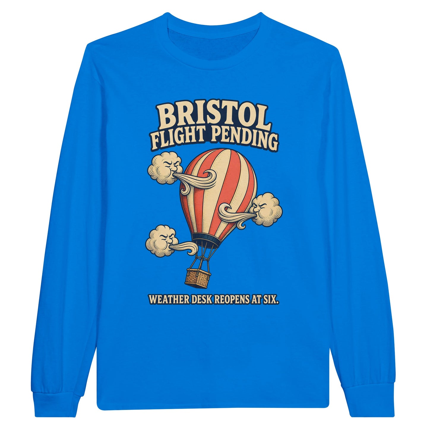 Bristol Flight Pending – Weather Desk Long-Sleeve T-shirt — product view 3