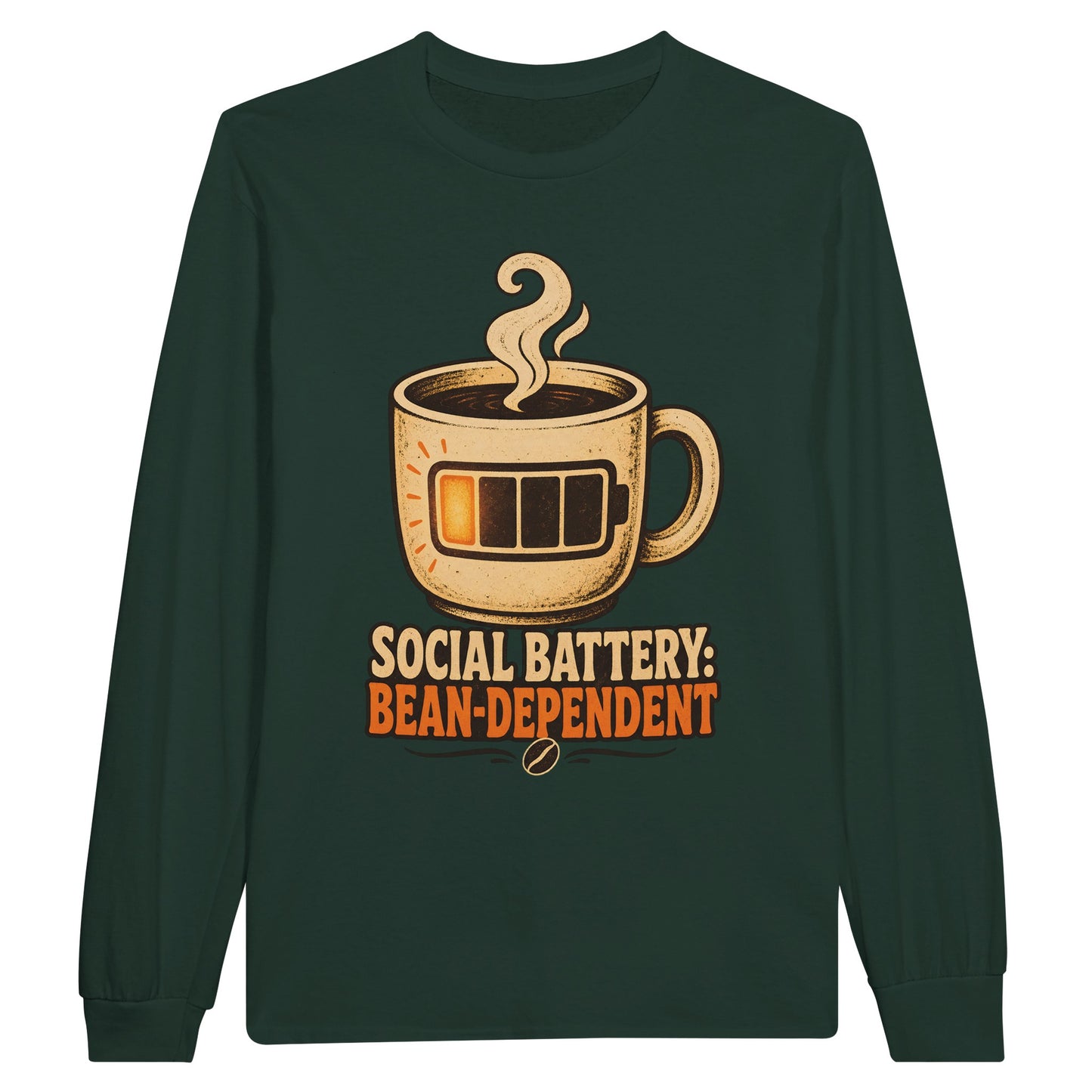 Social Battery: Bean-Dependent Graphic Long-Sleeve T-shirt — product view 5