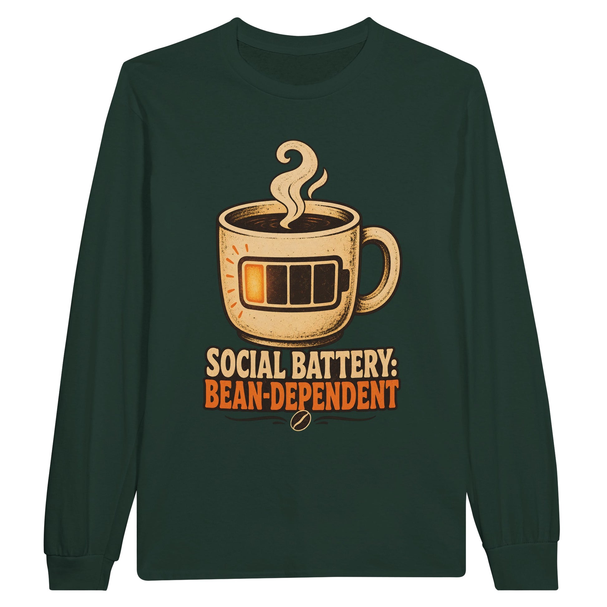 Social Battery: Bean-Dependent Graphic Long-Sleeve T-shirt — product view 5