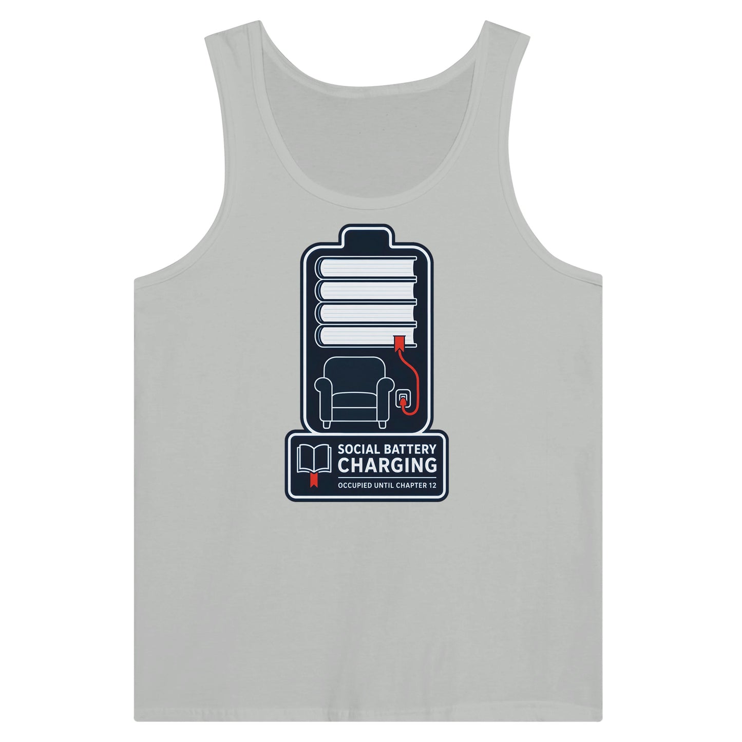 Social Battery Charging Premium Unisex Tank Top — product view 5