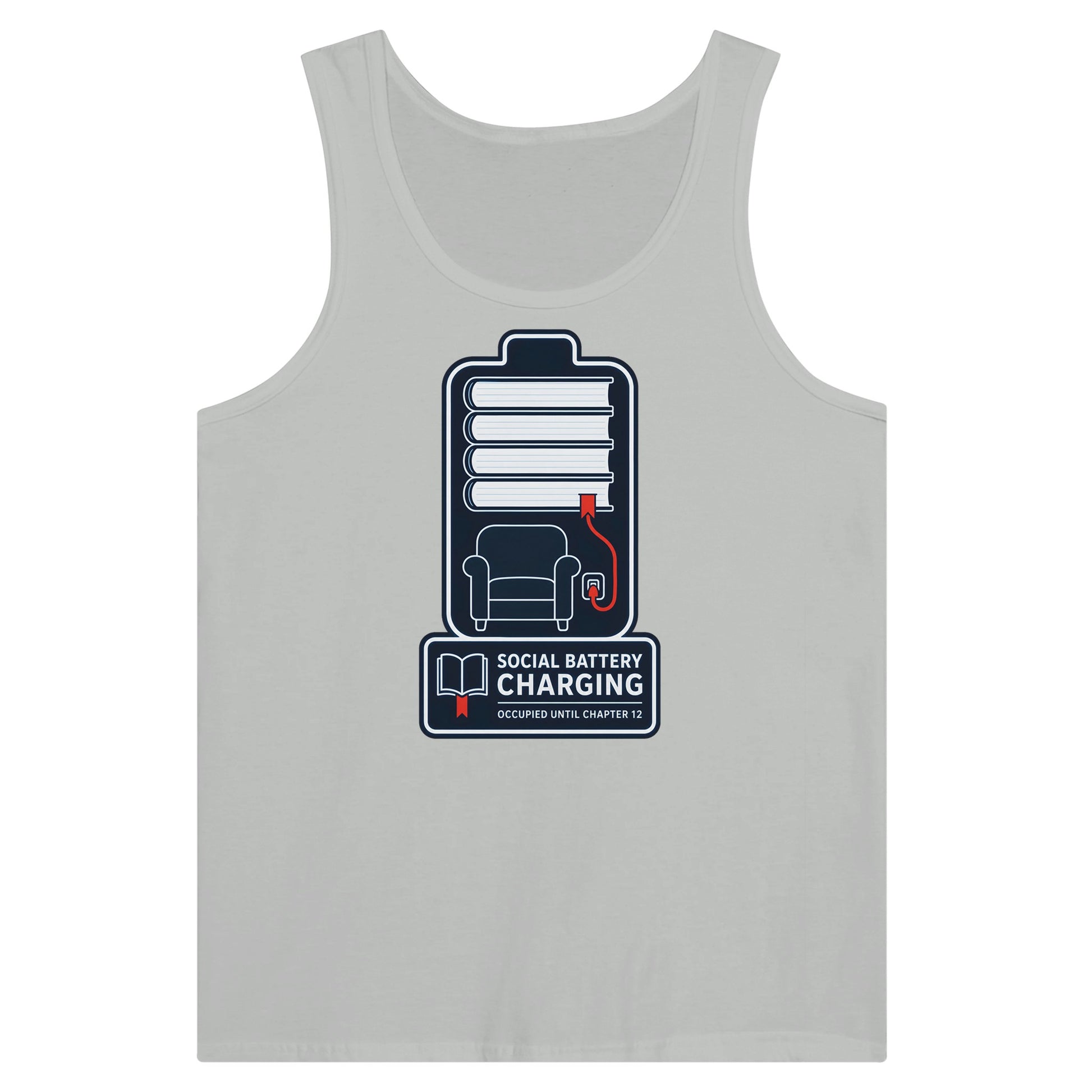 Social Battery Charging Premium Unisex Tank Top — product view 5