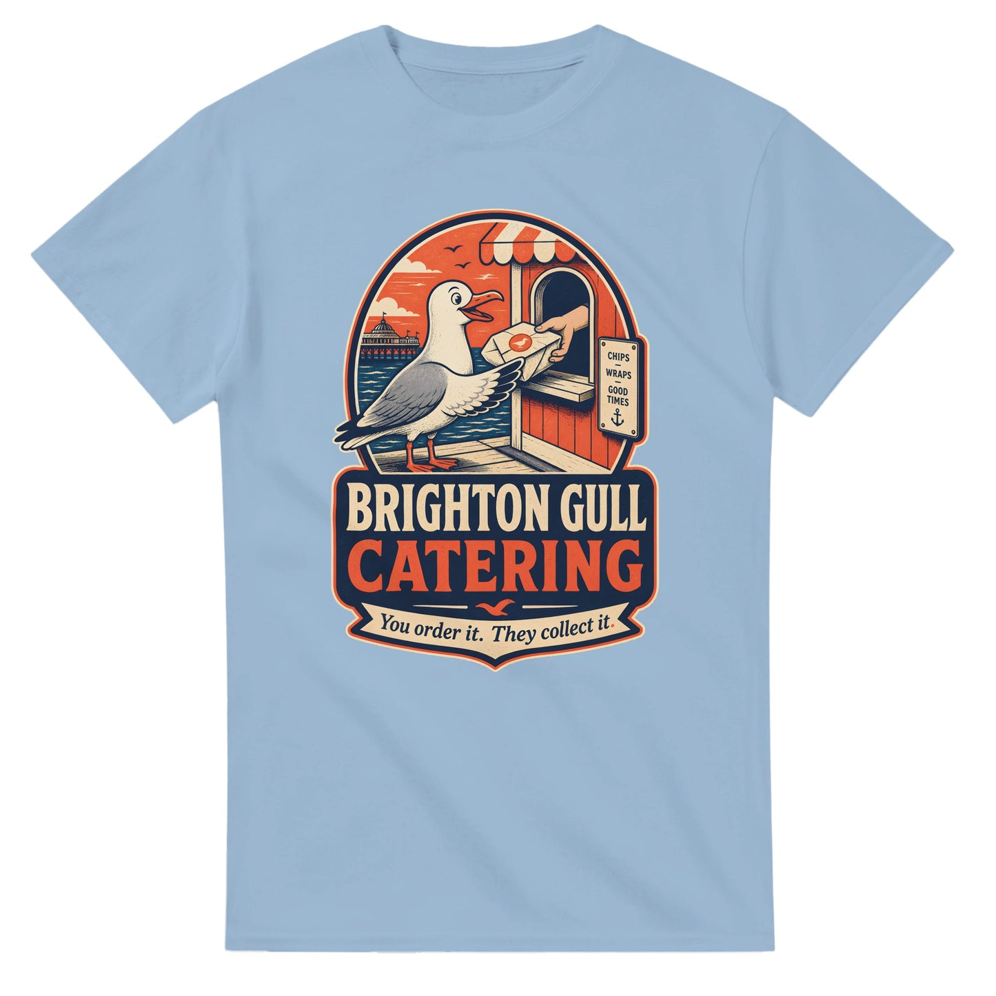 Brighton Gull Catering T-shirt — Illustrated — product view 15
