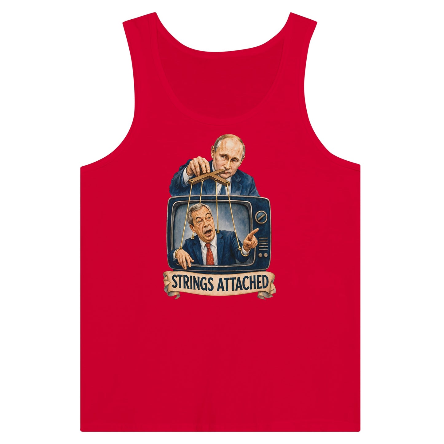 Strings Attached Political Satire Premium Unisex Tank Top — product view 12
