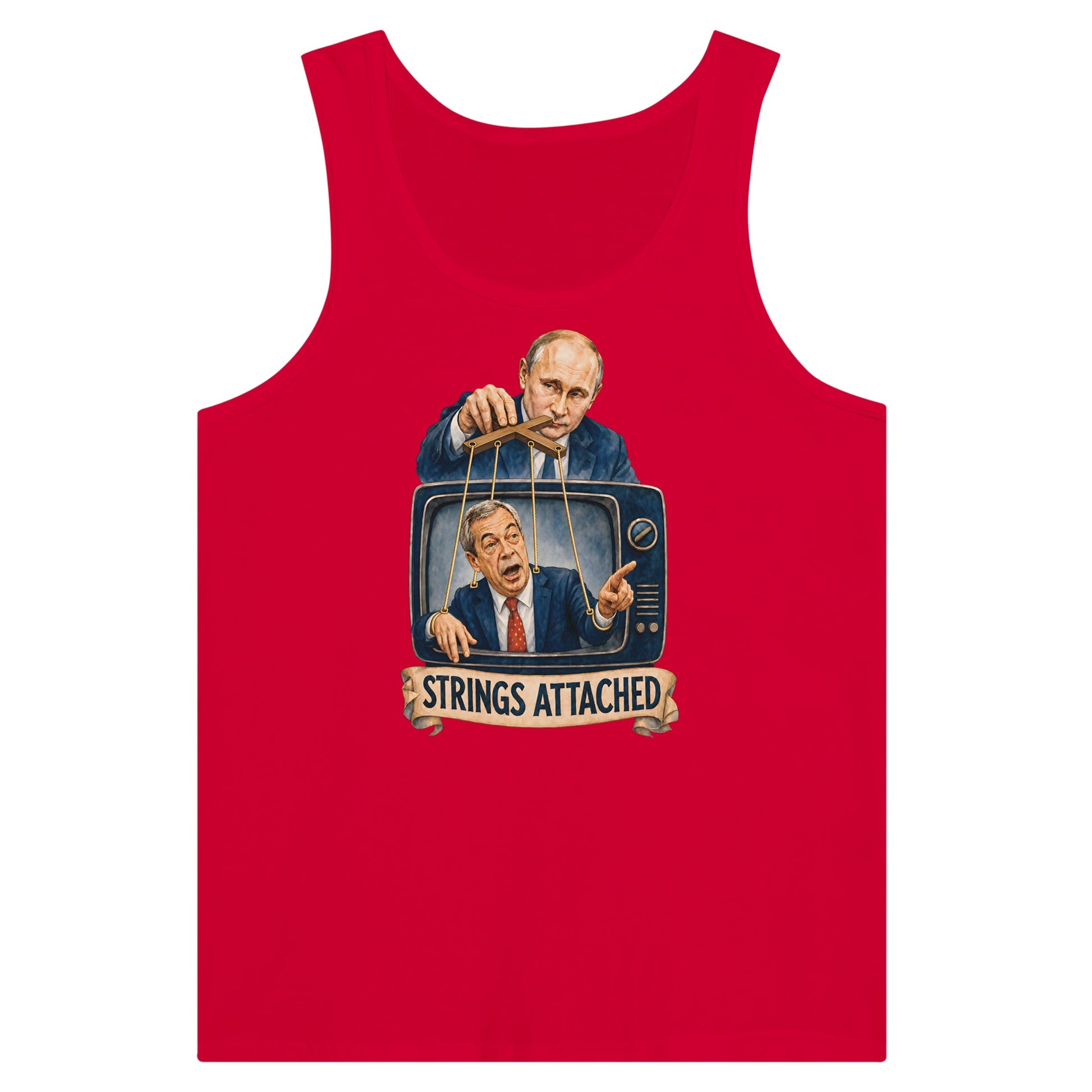 Strings Attached Political Satire Premium Unisex Tank Top — product view 12