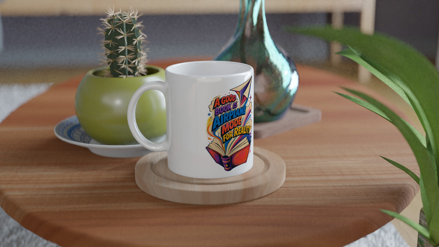A Good Book Is Airplane Mode for Reality Mug — product view 3