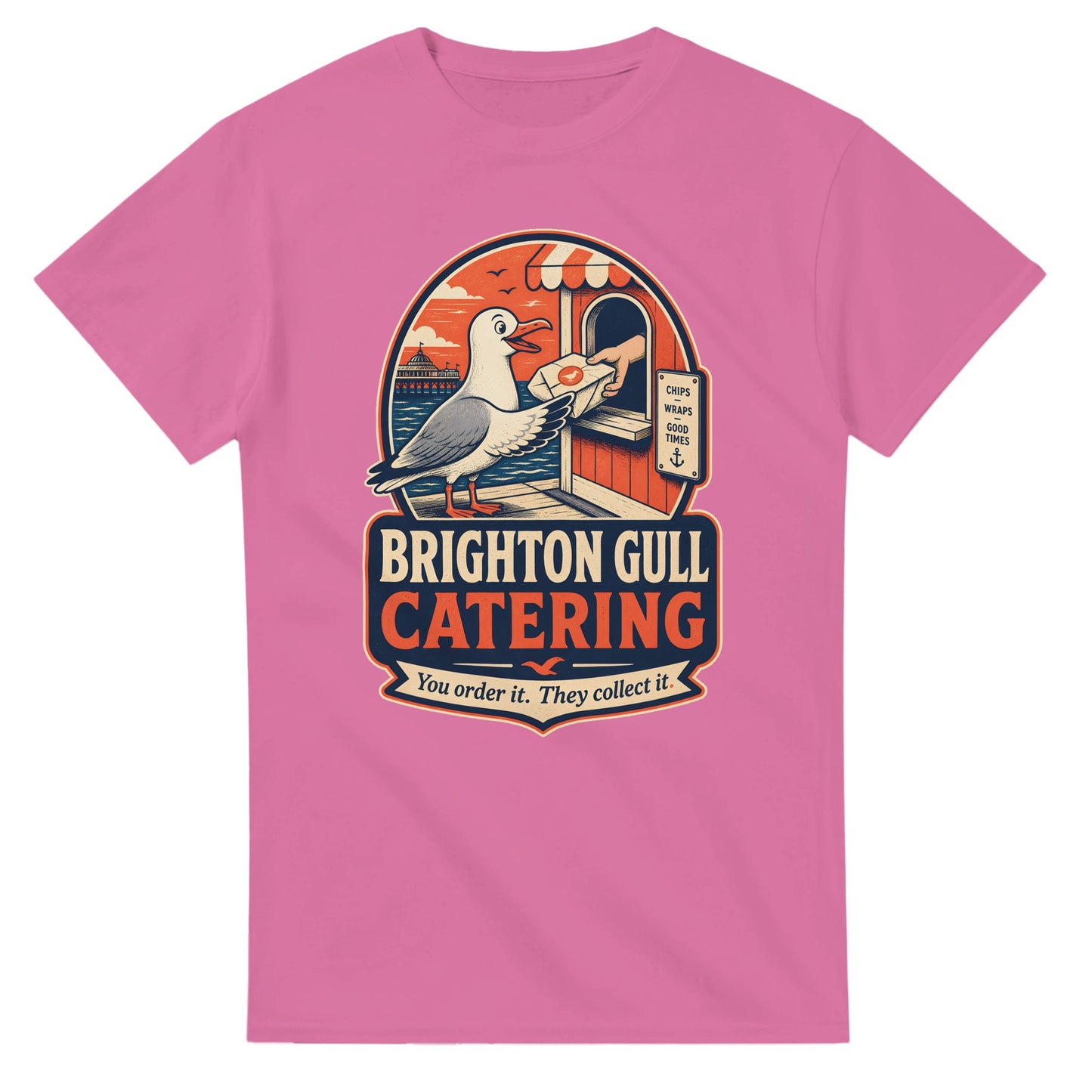 Brighton Gull Catering T-shirt — Illustrated — product view 4