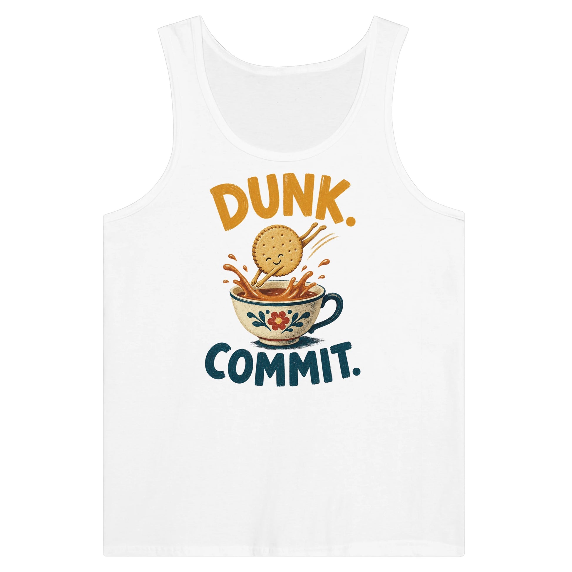Dunk. Commit. Tea Biscuit Graphic Premium Unisex Tank Top — product view 1