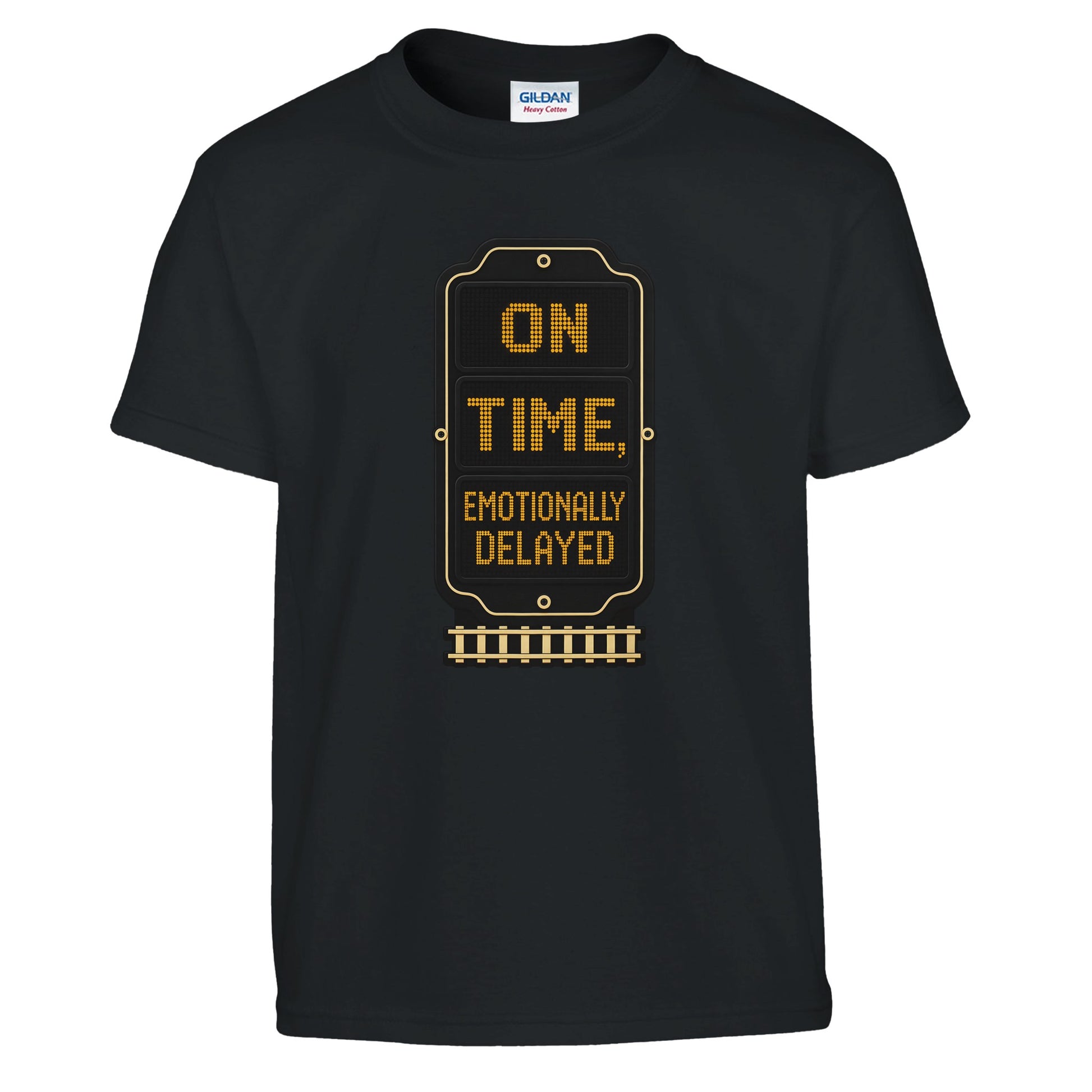 On Time, Emotionally Delayed Rail Graphic Kids' T-shirt — product view 2
