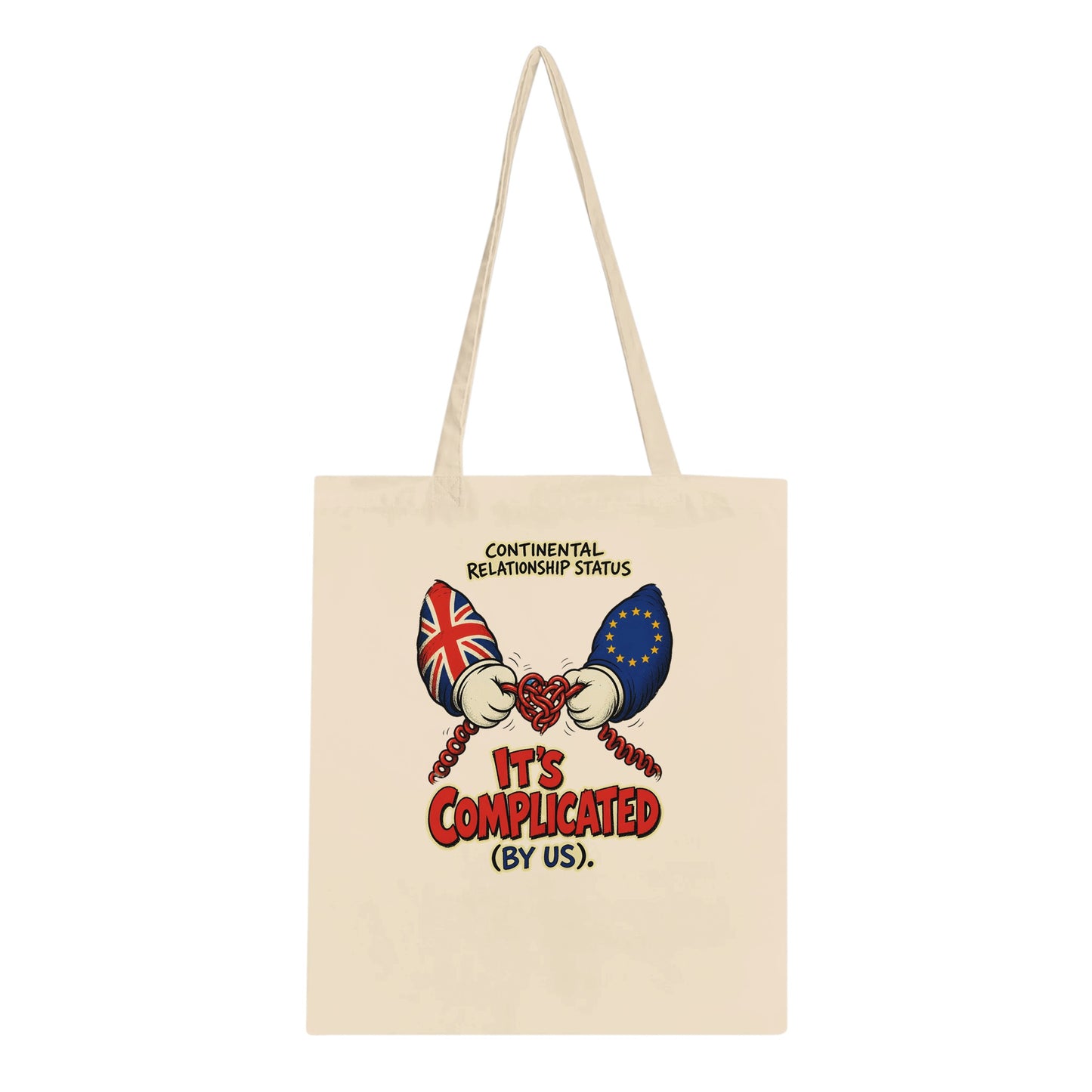 It's Complicated (By Us) UK–EU 1990s Cartoon Tote Bag — product view 1