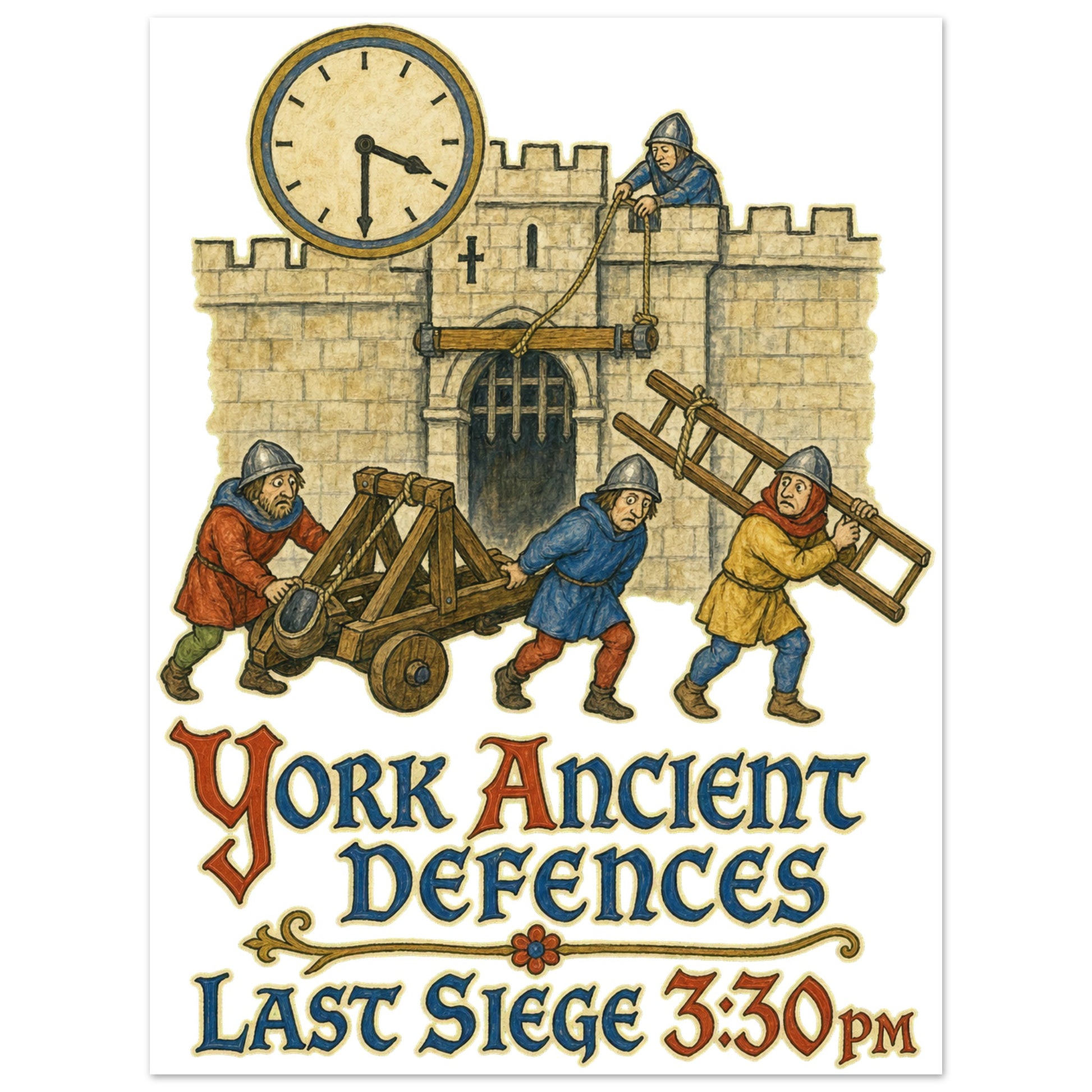 York Ancient Defences – Last Siege 3:30pm Aluminium Print — product view 2