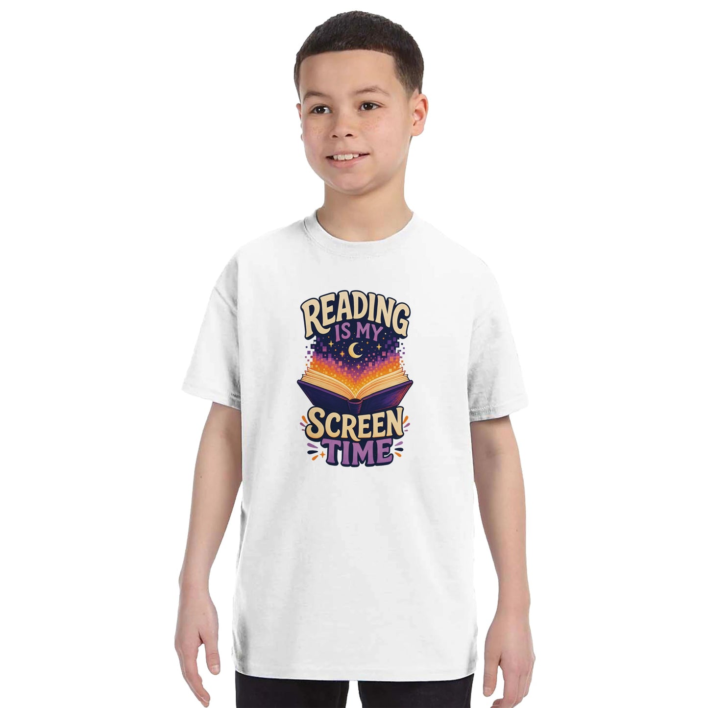 Reading Is My Screen Time Book Graphic Kids' T-shirt — product view 16