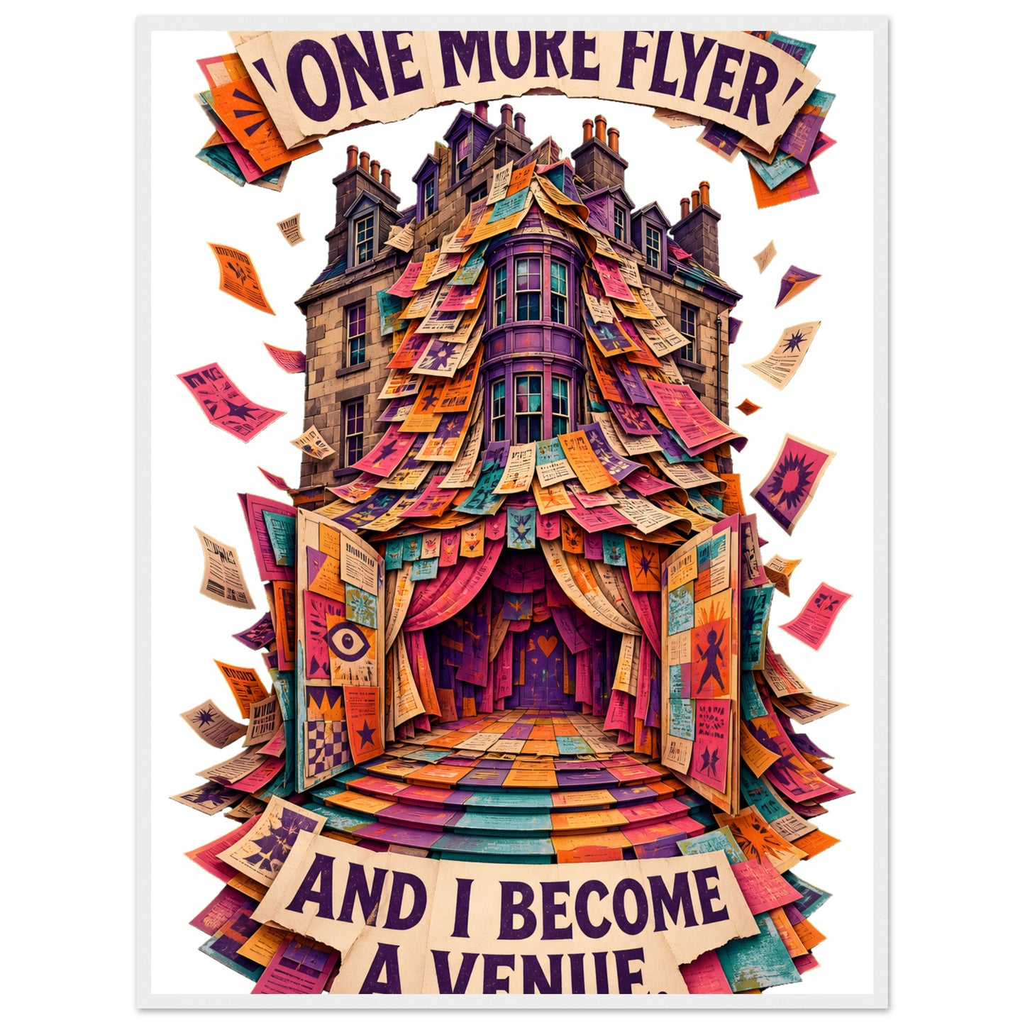 One More Flyer and I Become a Venue Framed Wall Art — product view 7