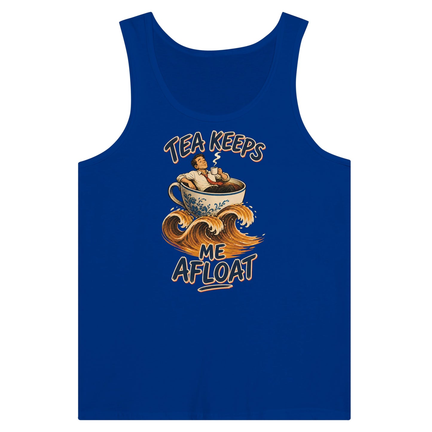 Tea Keeps Me Afloat Premium Unisex Tank Top — product view 3