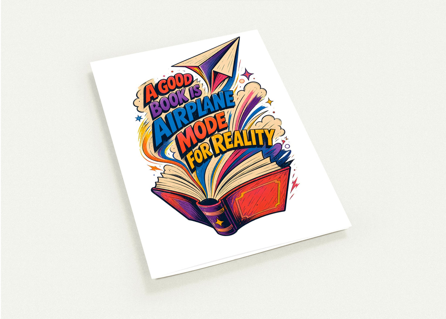 A Good Book Is Airplane Mode for Reality Greeting Card Pack — product view 4