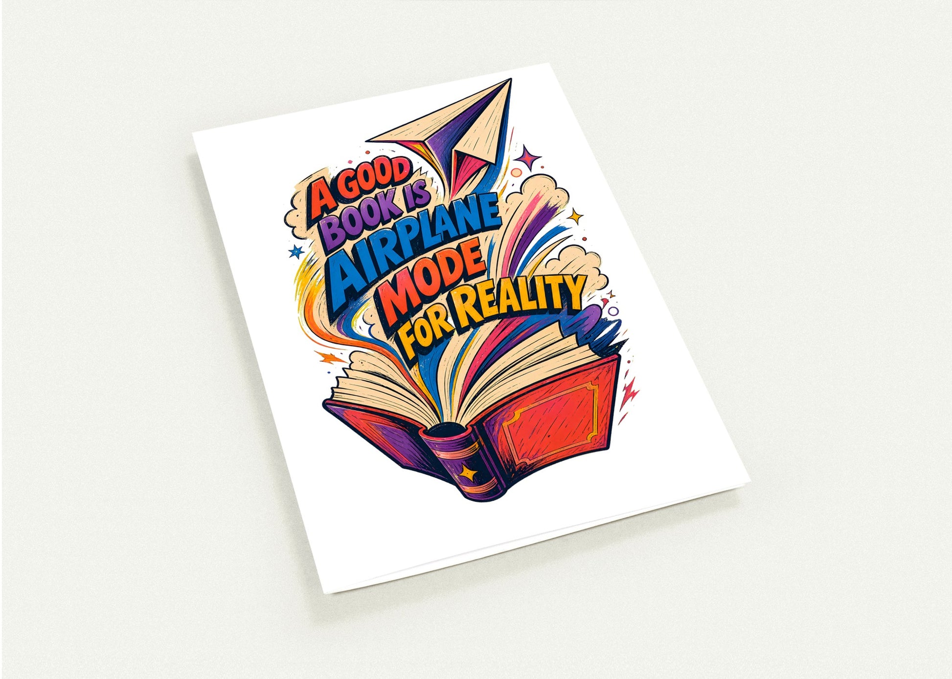 A Good Book Is Airplane Mode for Reality Greeting Card Pack — product view 4