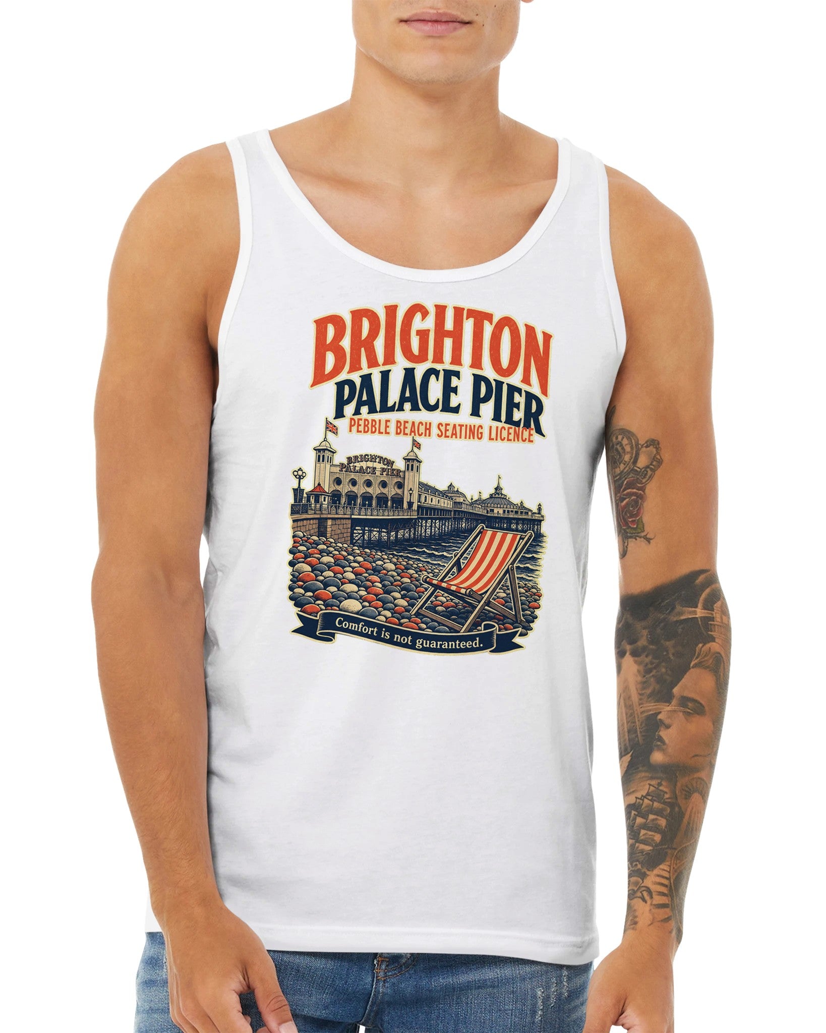 Brighton Pebble Beach Seating Licence Premium Unisex Tank Top — product view 15
