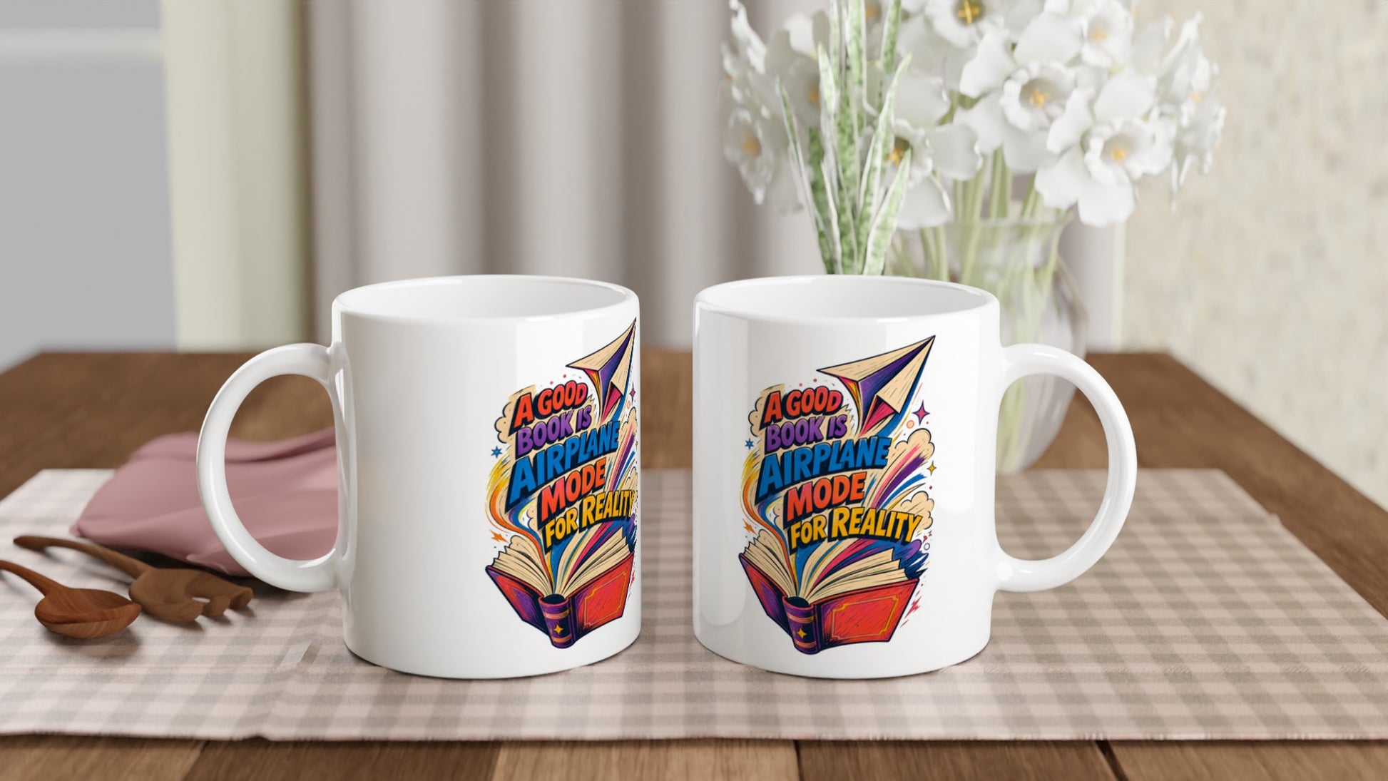 A Good Book Is Airplane Mode for Reality Mug — product view 4