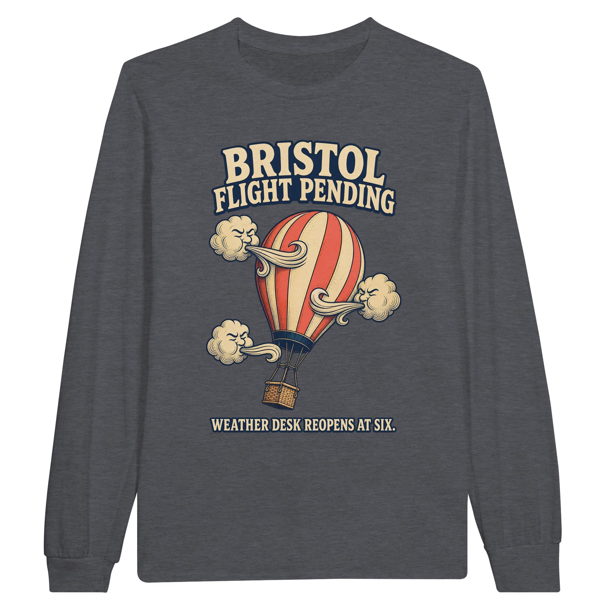 Bristol Flight Pending – Weather Desk Long-Sleeve T-shirt — product view 2
