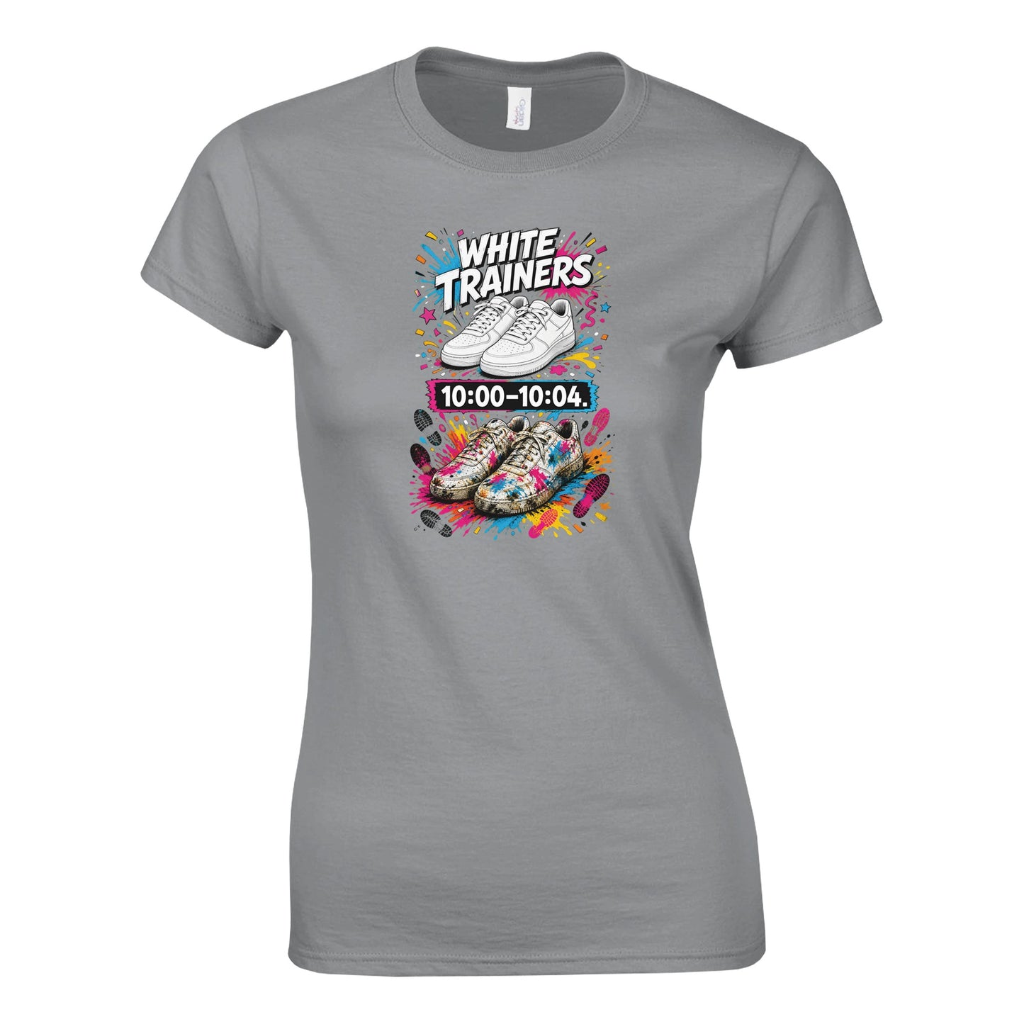 White Trainers: 10:00–10:04 Women's T-shirt — product view 2
