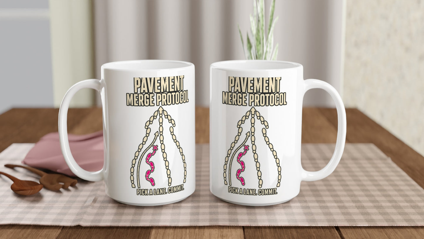 Pavement Merge Protocol — Pick a Lane Large Mug — product view 5