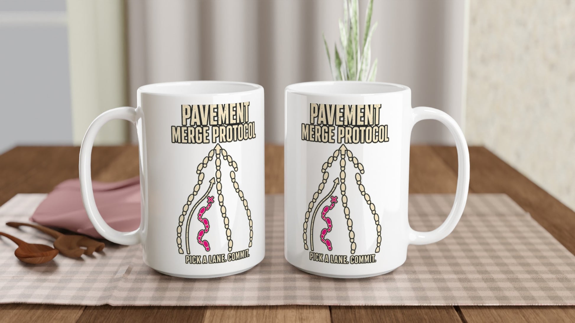 Pavement Merge Protocol — Pick a Lane Large Mug — product view 5