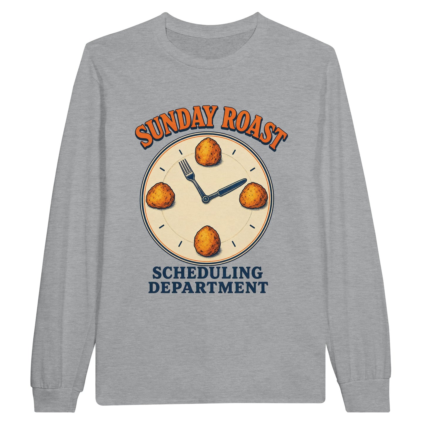 Sunday Roast Scheduling Department Long-Sleeve T-shirt — product view 6