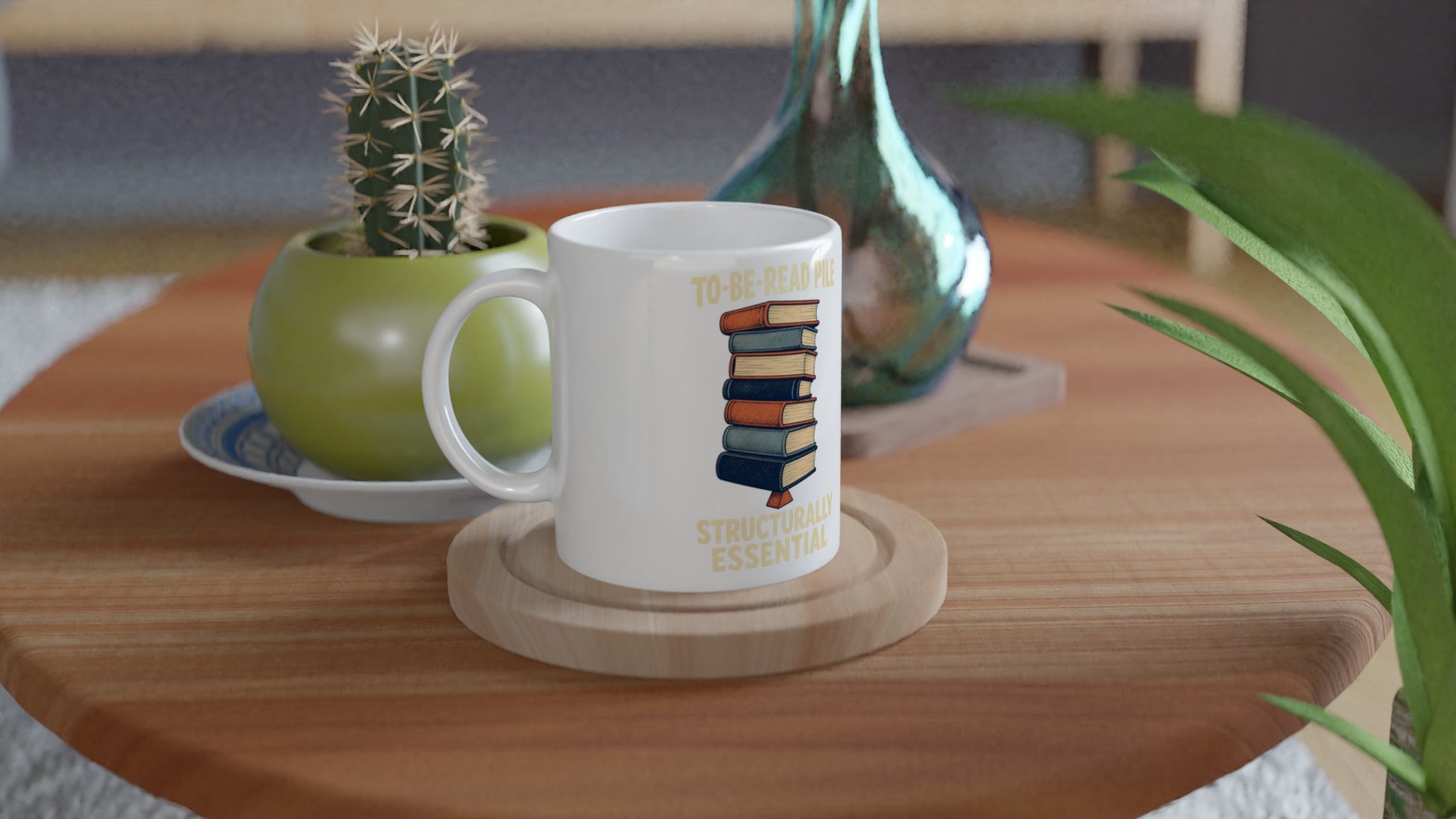 To-Be-Read Pile: Structurally Essential Book Graphic Mug — product view 3