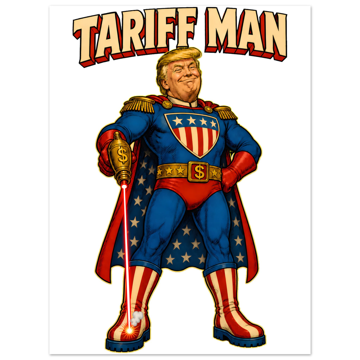 Tariff Man – Self-Shot Satire Aluminium Print