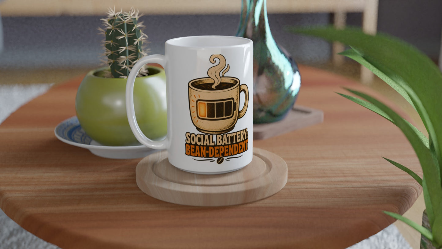 Social Battery: Bean-Dependent Graphic Large Mug — product view 4