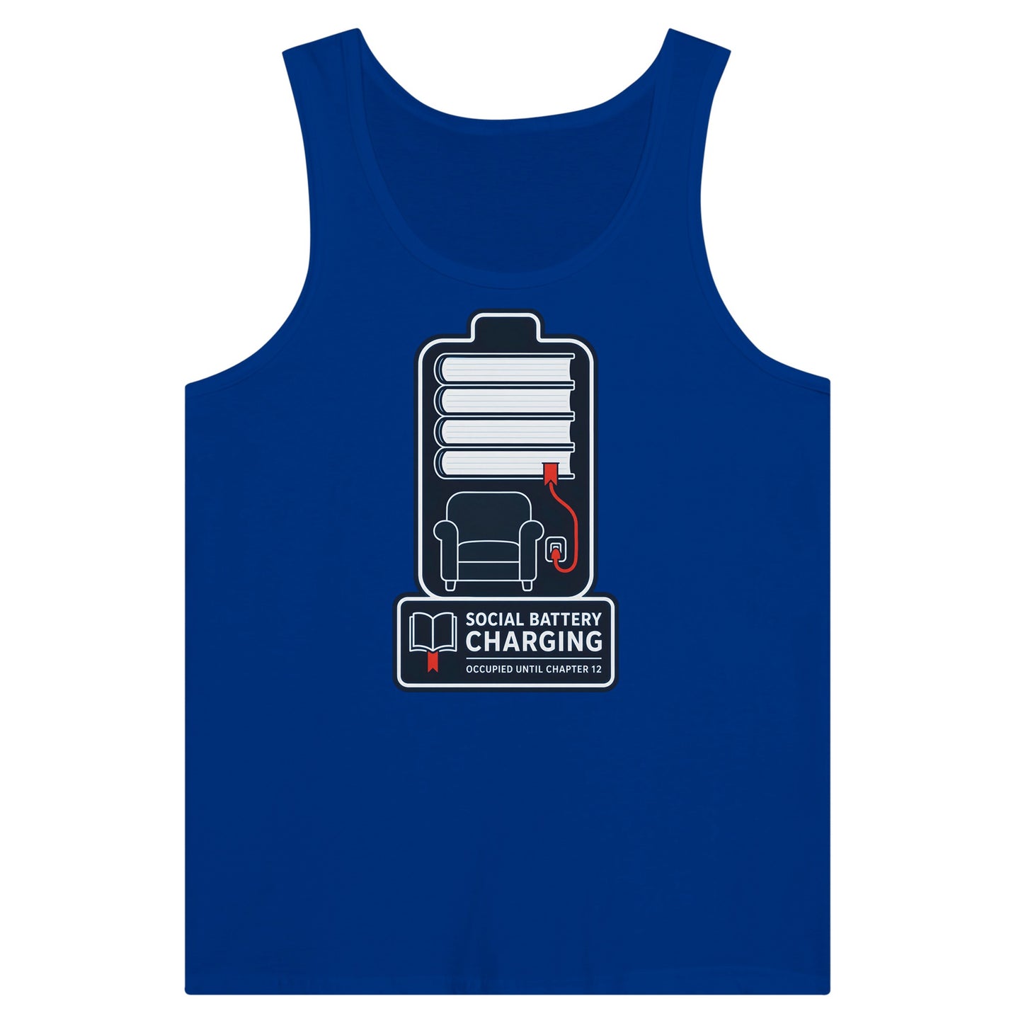 Social Battery Charging Premium Unisex Tank Top — product view 3