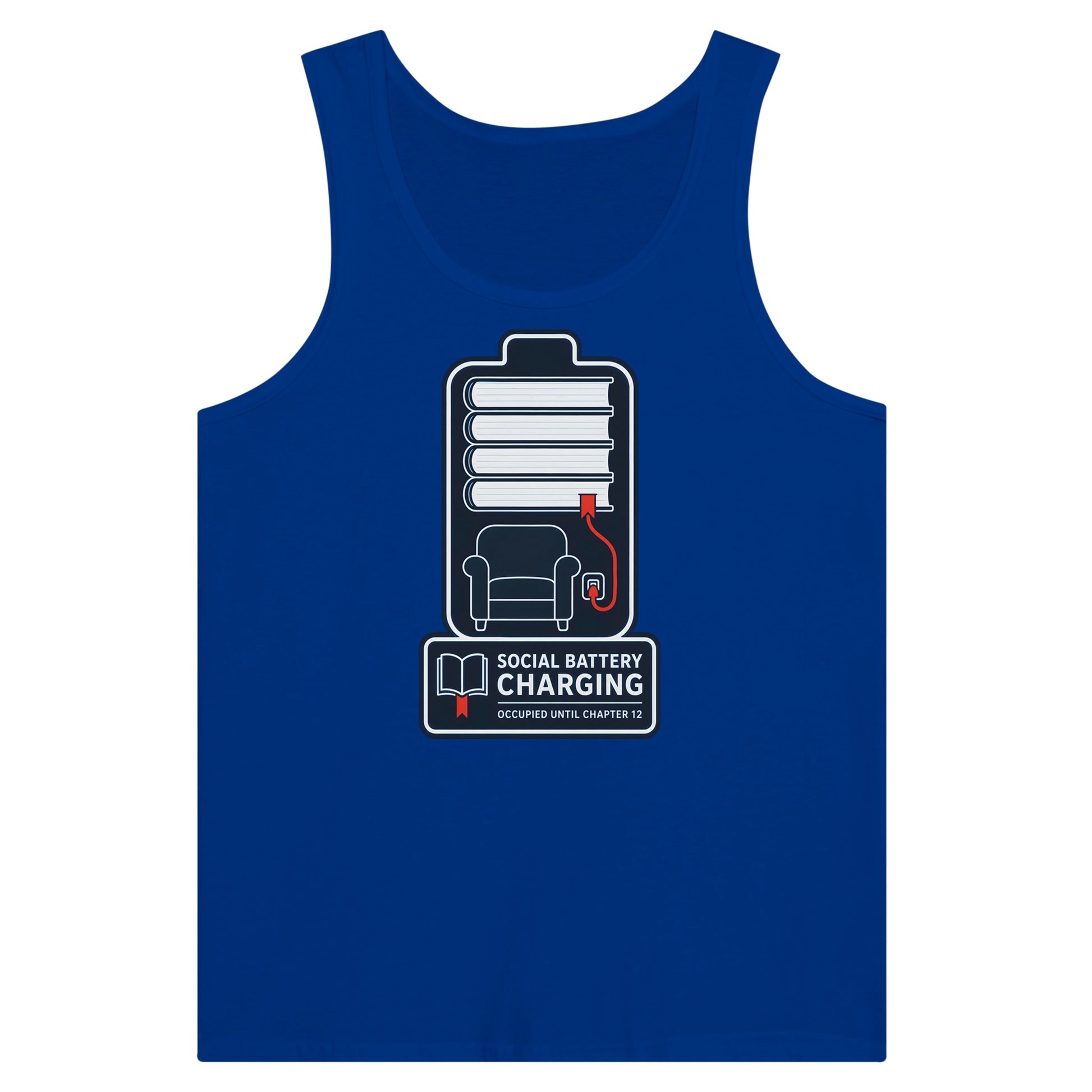 Social Battery Charging Premium Unisex Tank Top — product view 3