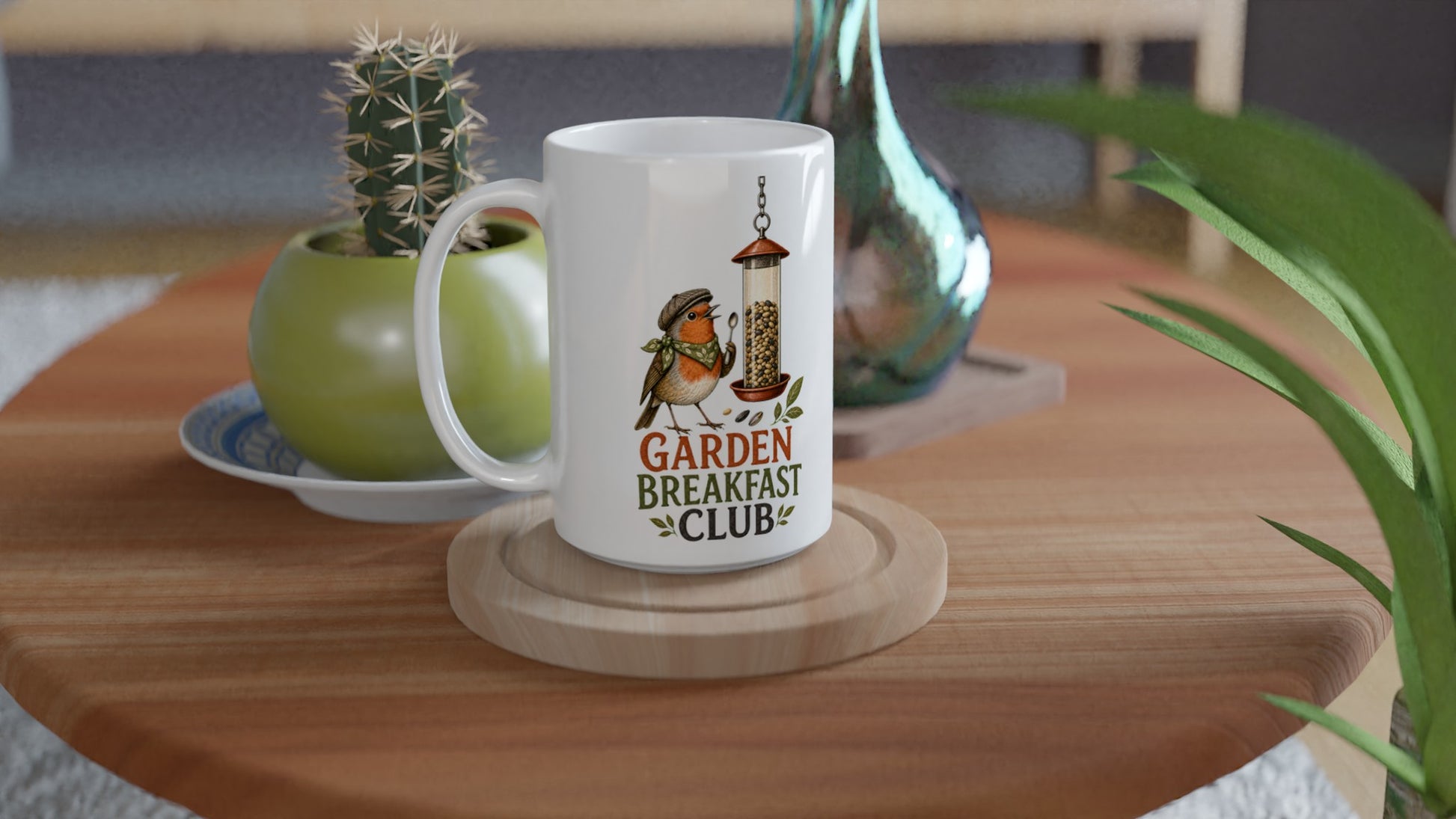 Garden Breakfast Club Robin Graphic Large Mug — product view 4