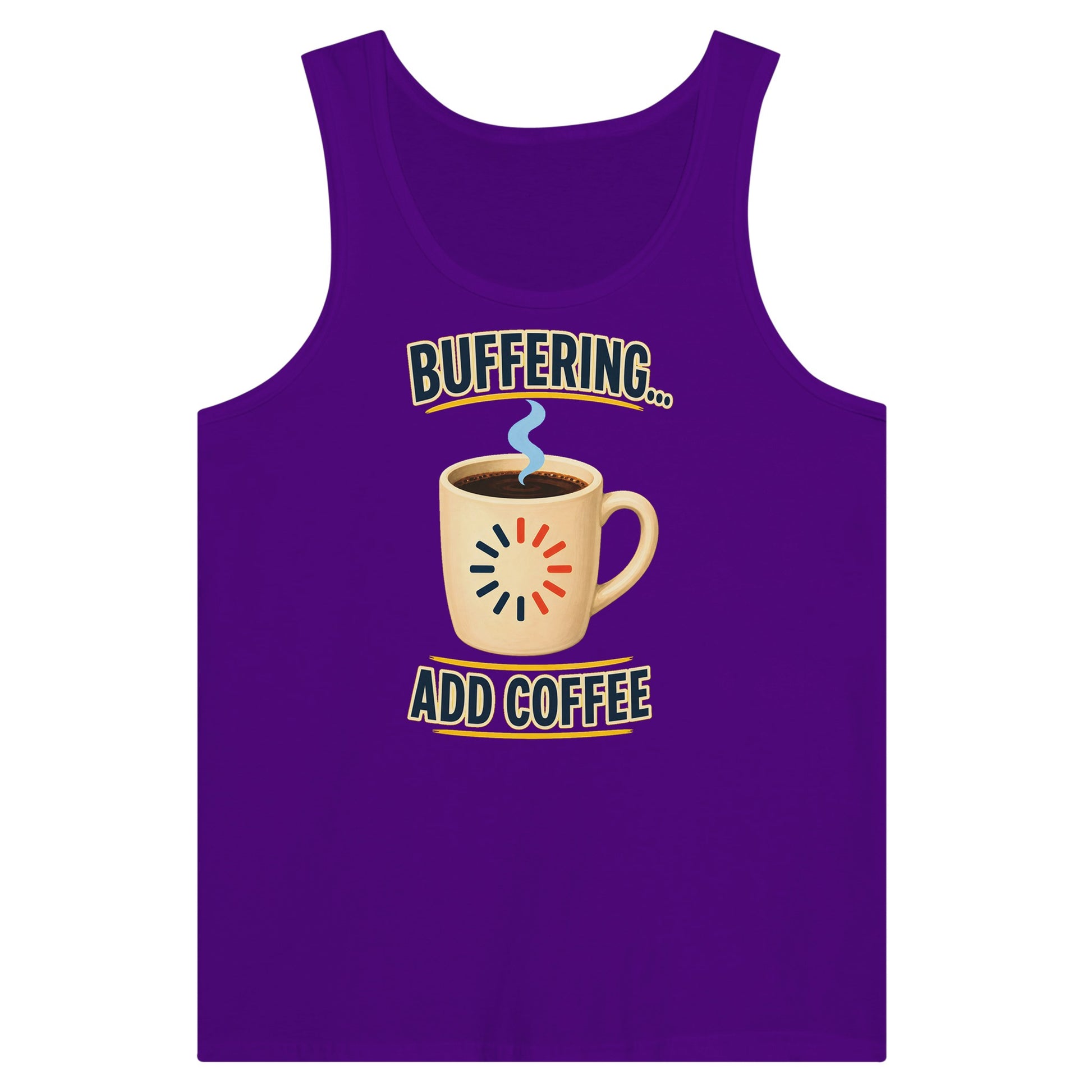 Buffering... Add Coffee — Outlined Loading Mug Graphic Premium Unisex Tank Top — product view 6