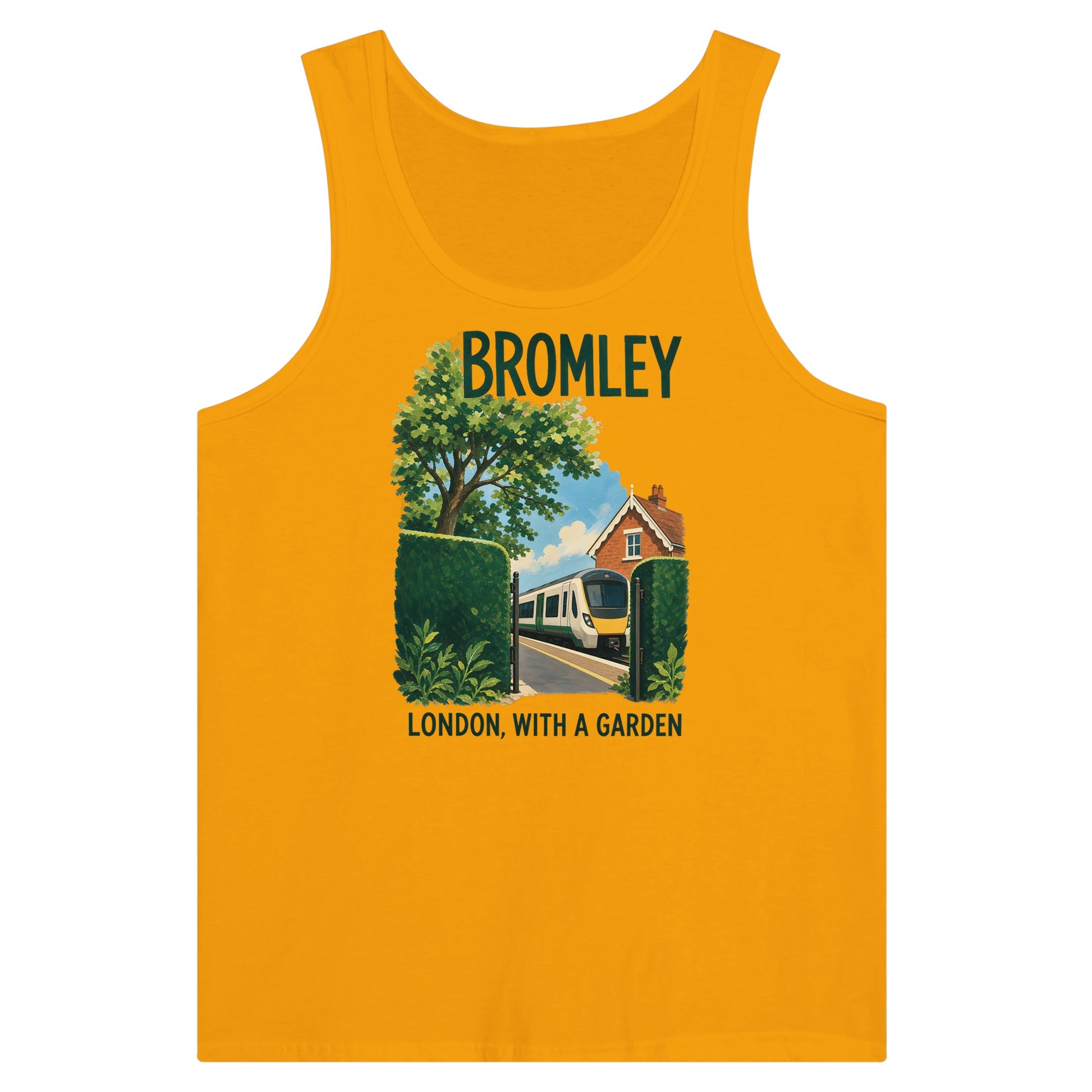 Bromley: London with a Garden Premium Unisex Tank Top — product view 11