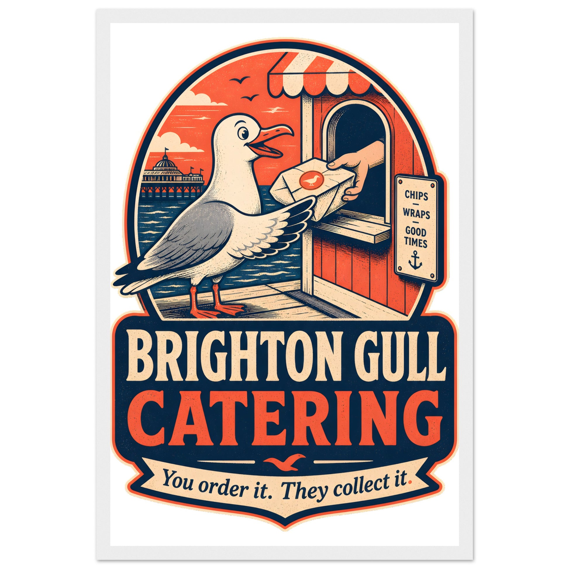Brighton Gull Catering — Illustrated Framed Wall Art — product view 1