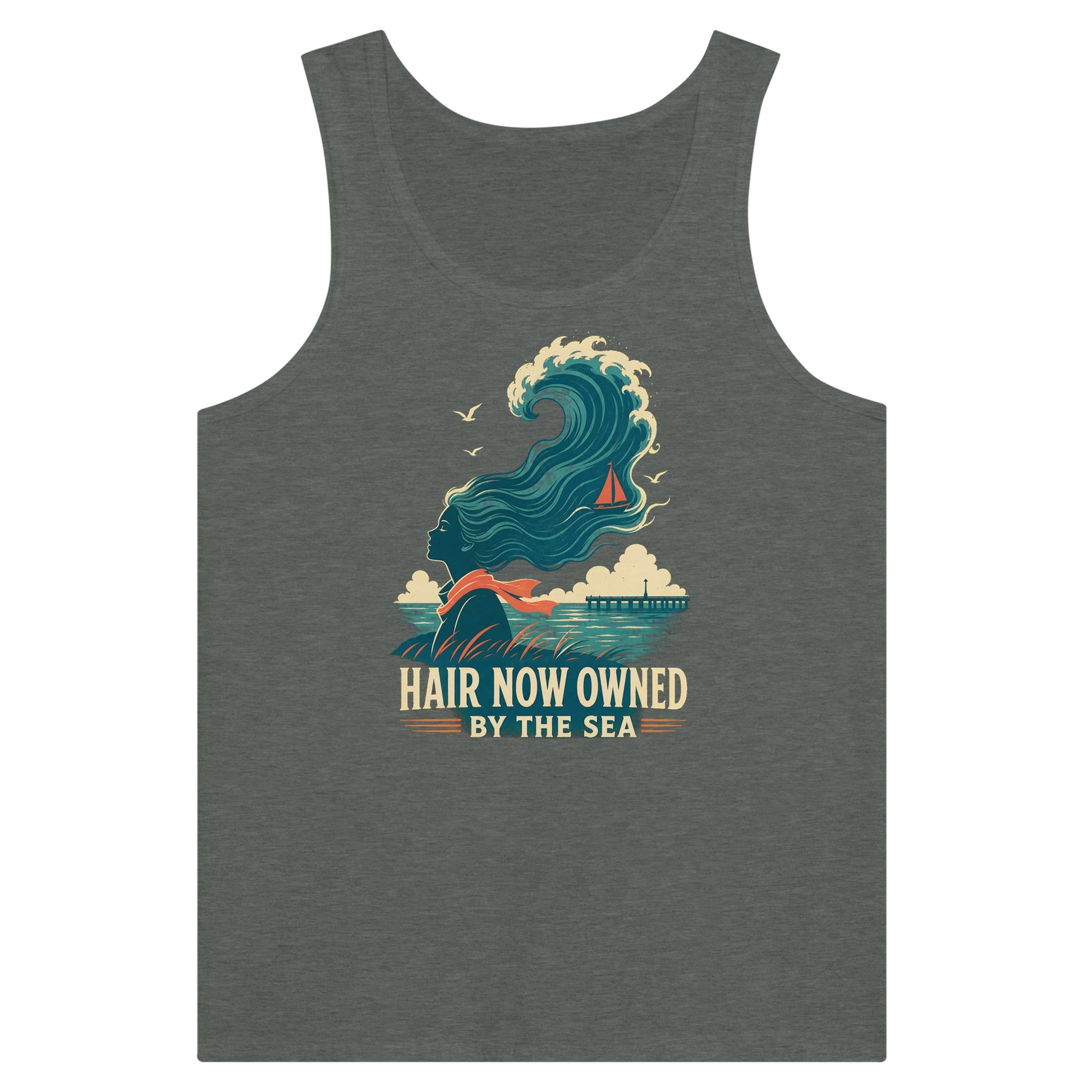 Hair Now Owned by the Sea Premium Unisex Tank Top — product view 4